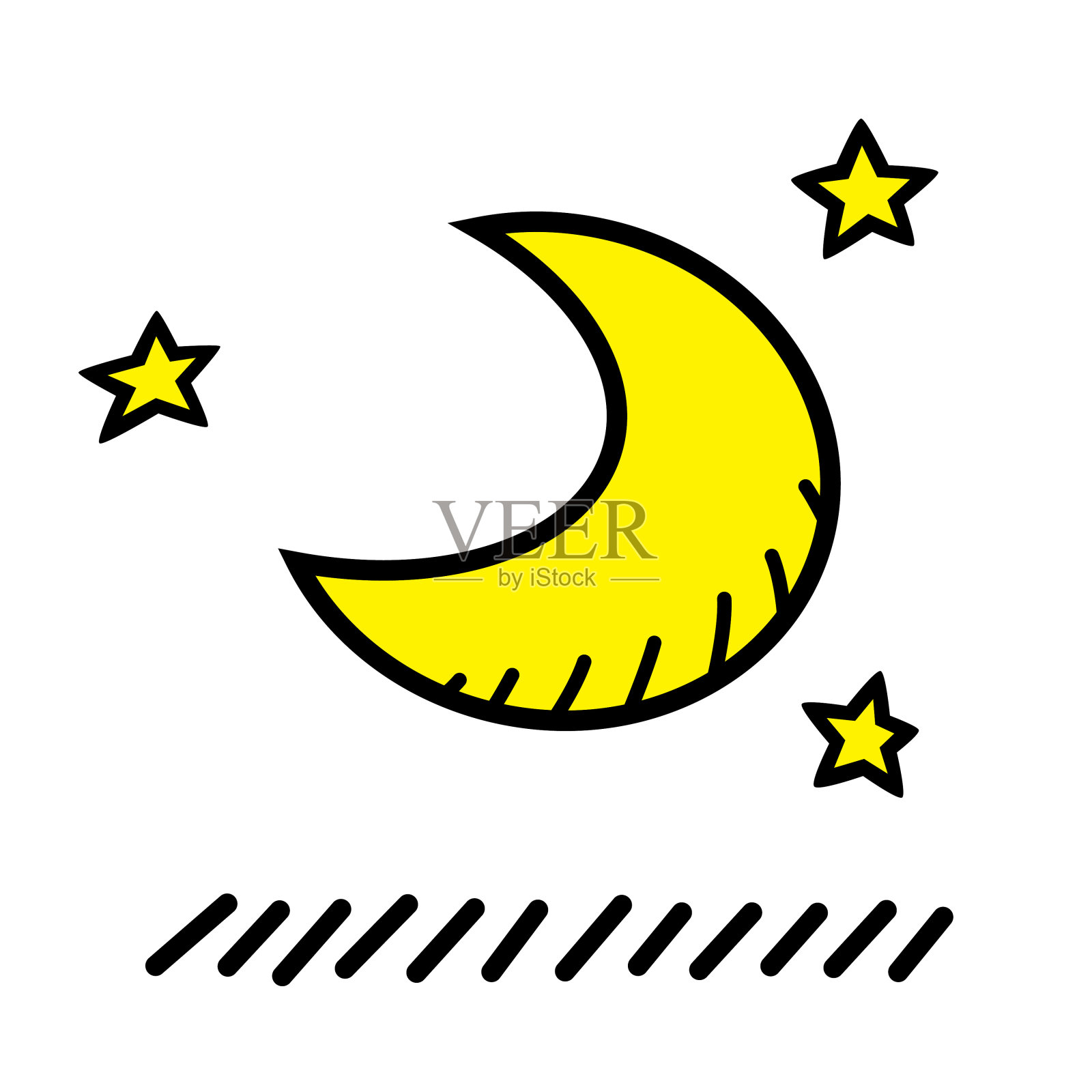 月亮和星星涂鸦插画图片素材