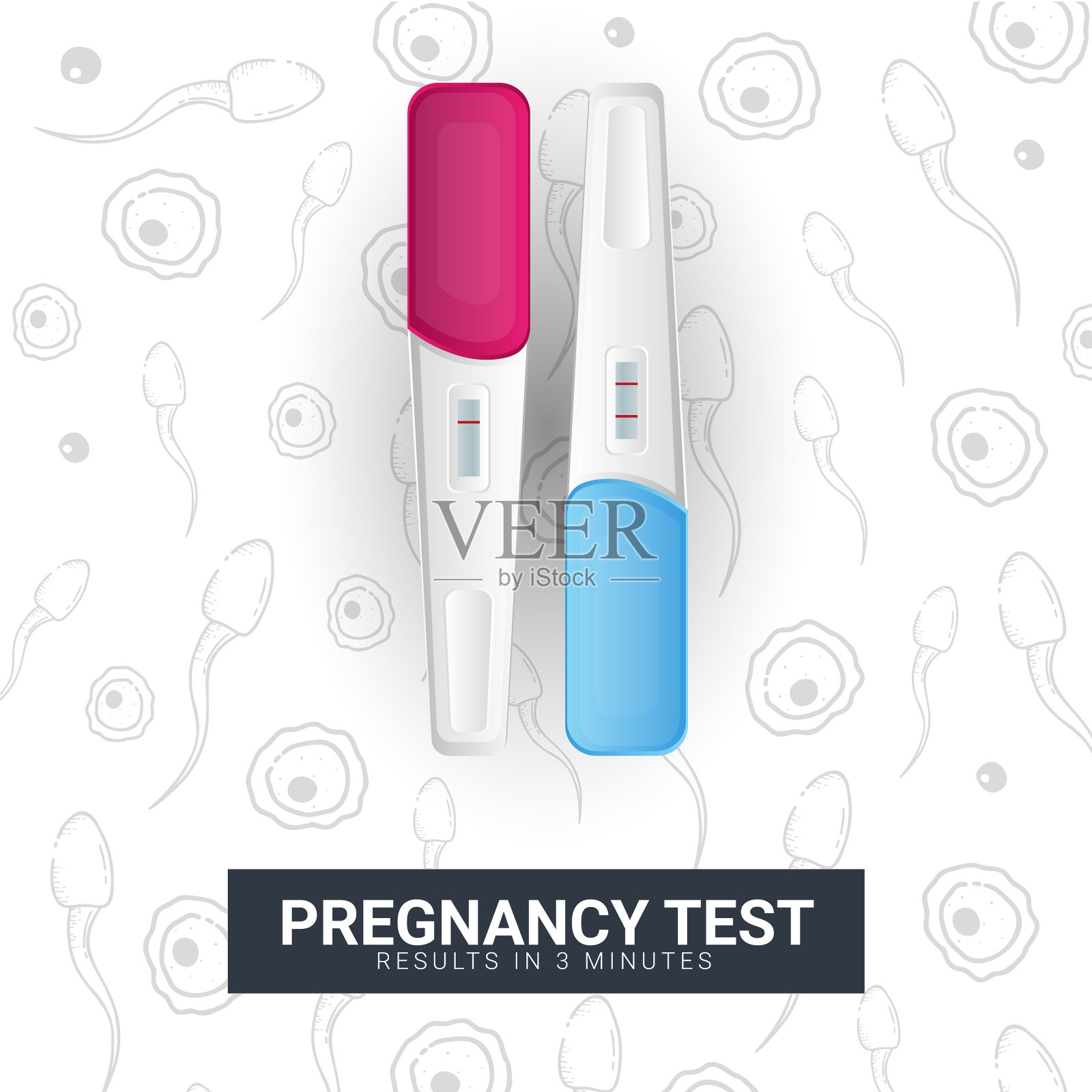 怀孕测试横幅手绘背景插画图片素材