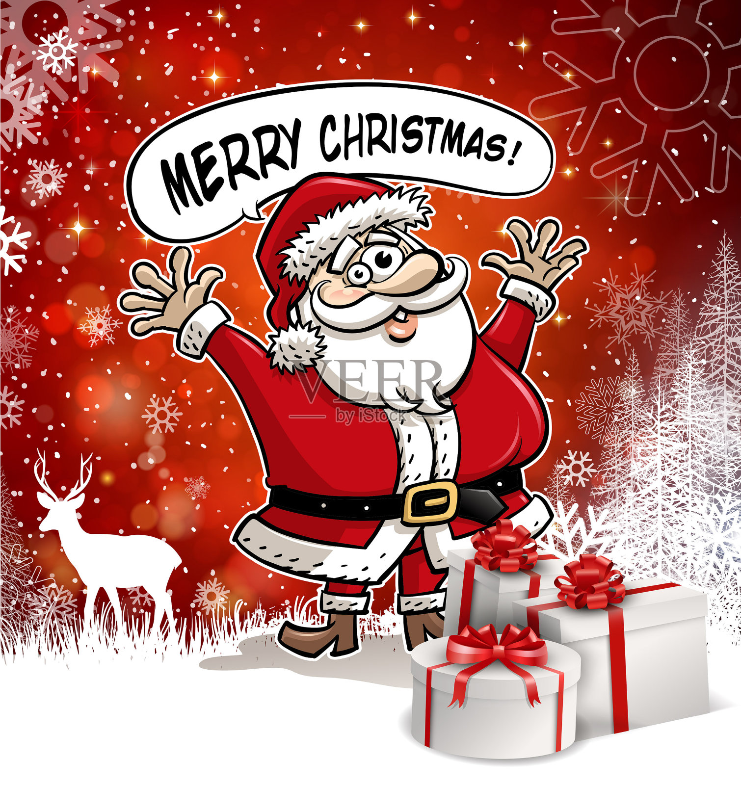 新年雪花卡插画图片素材