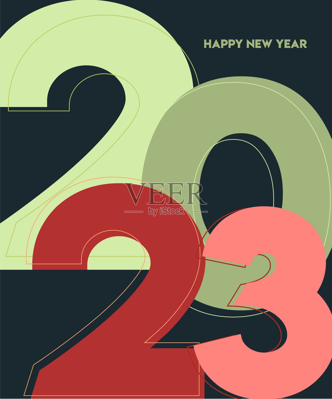 2023. 新年快乐。抽象数字矢量插图。节日设计为贺卡，徽章，邀请，日历等矢量股票插图插画图片素材