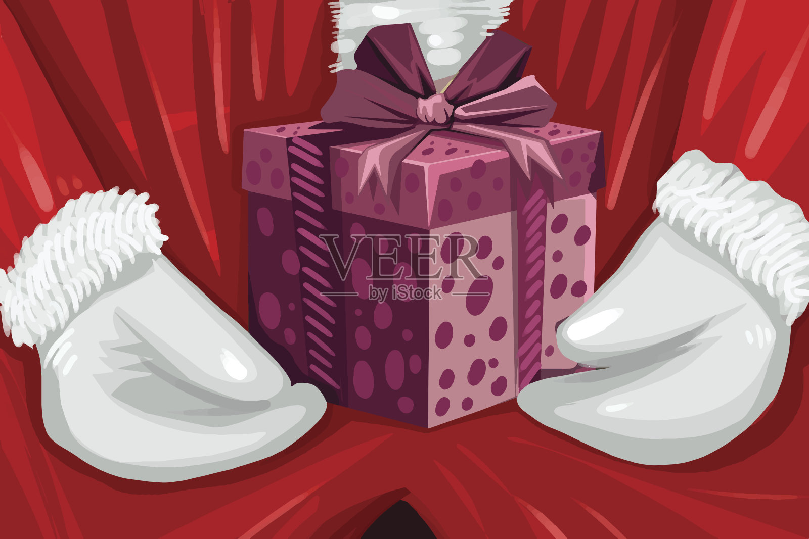 圣诞老人送了一份礼物插画图片素材