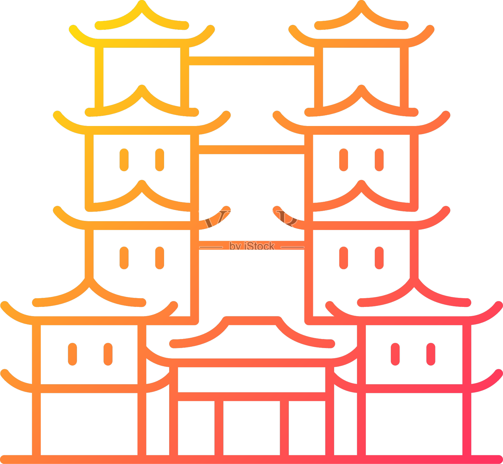 佛牙寺渐变线性图标设计元素图片