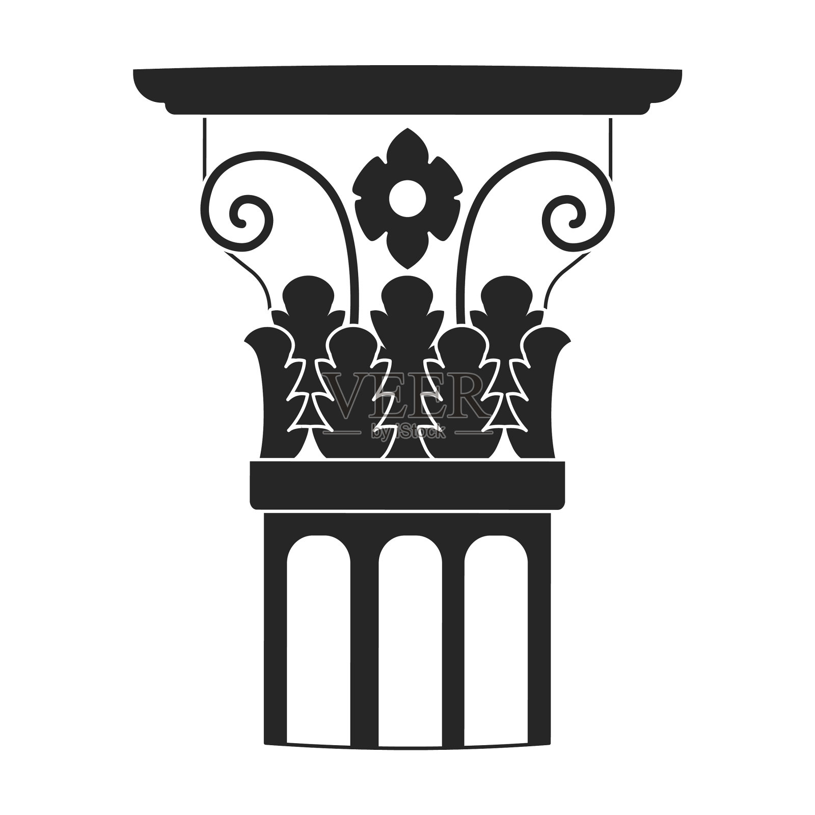 古老的柱状黑色图标插画图片素材