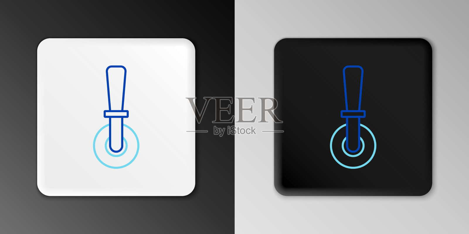 线披萨刀图标孤立的灰色背景图标素材