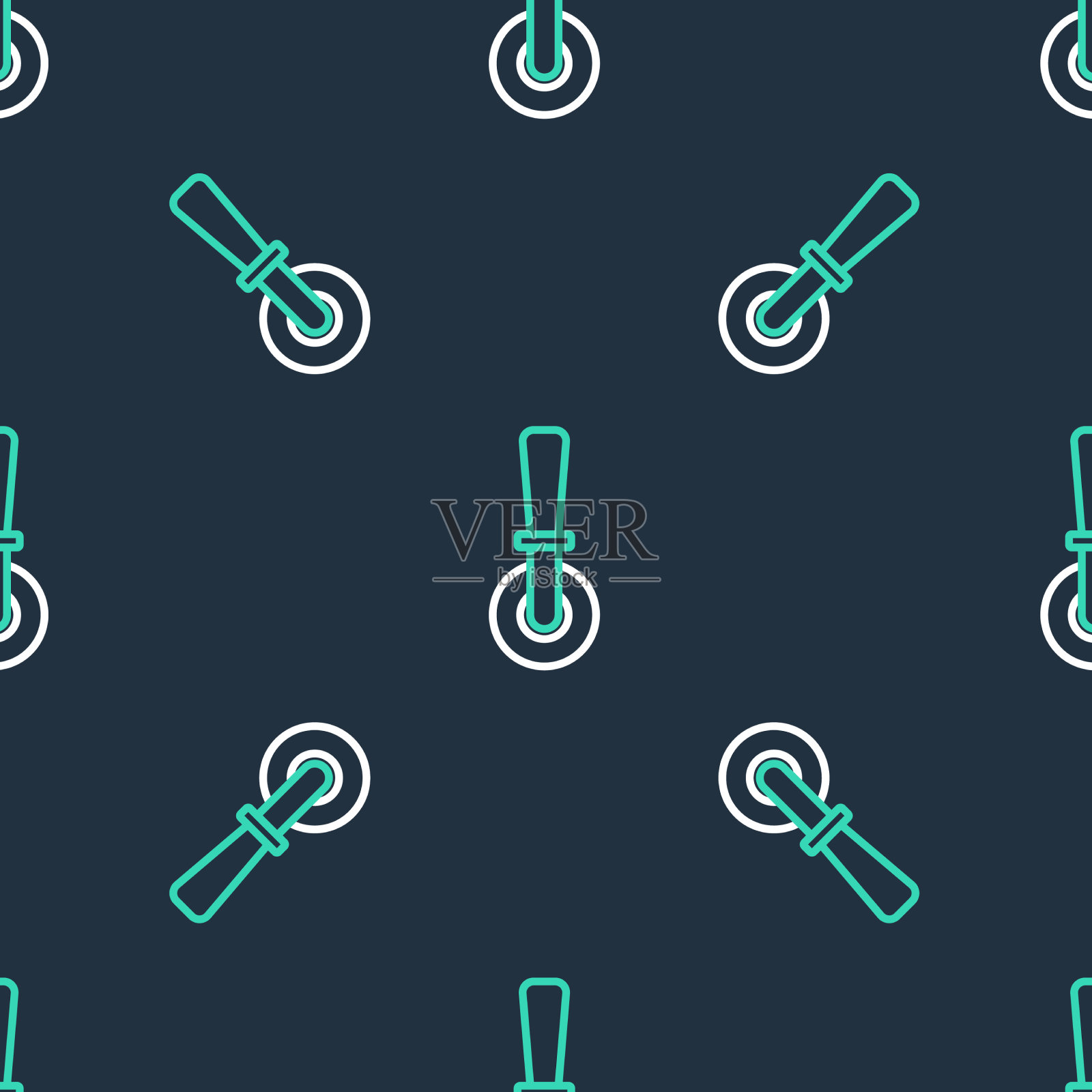 行披萨刀图标隔离无缝模式上插画图片素材