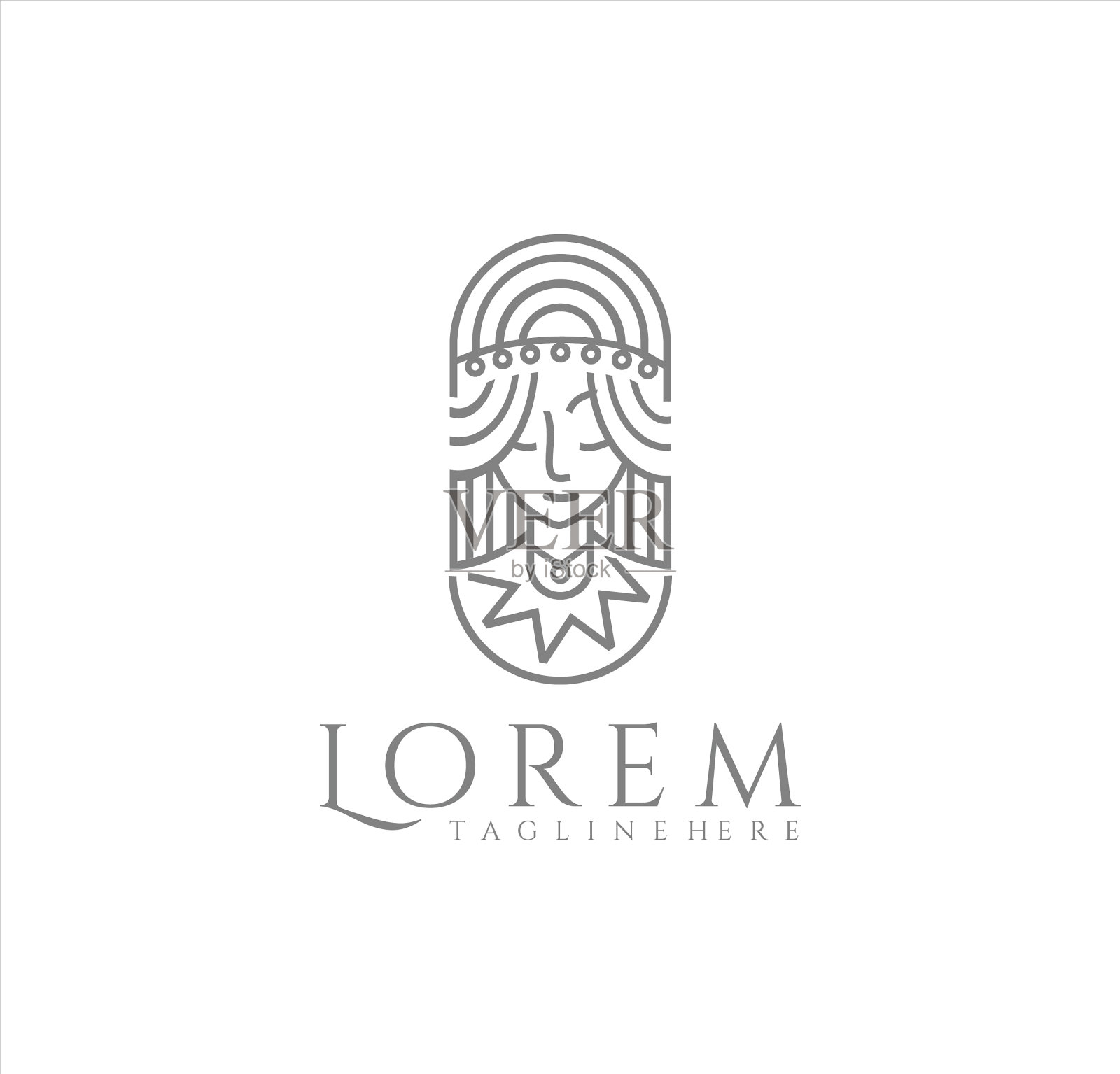 优雅美女女人的脸和女孩的标志线条艺术插画图片素材