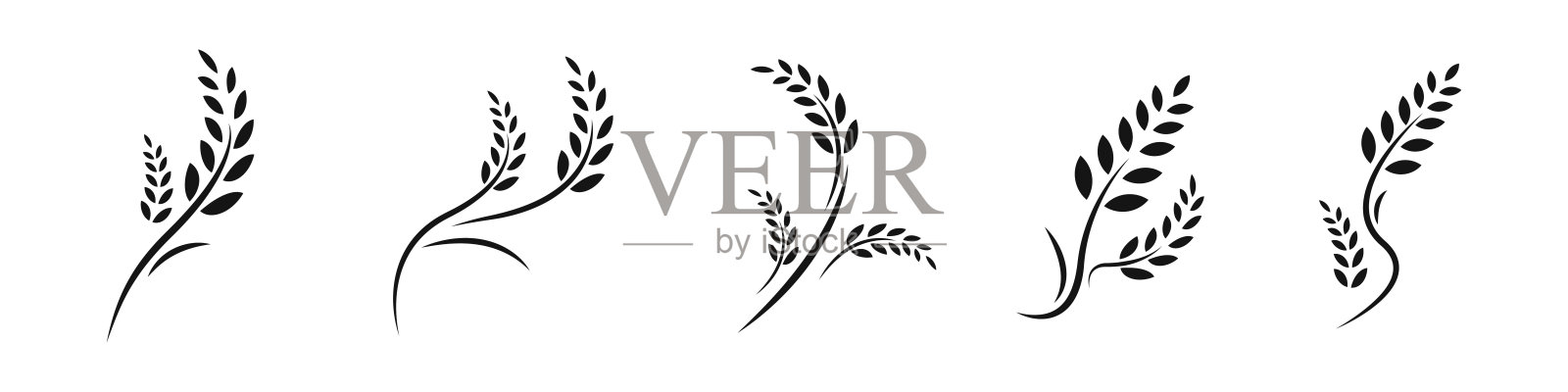 小麦矢量图标。小麦剪影。粮食符号。插画图片素材