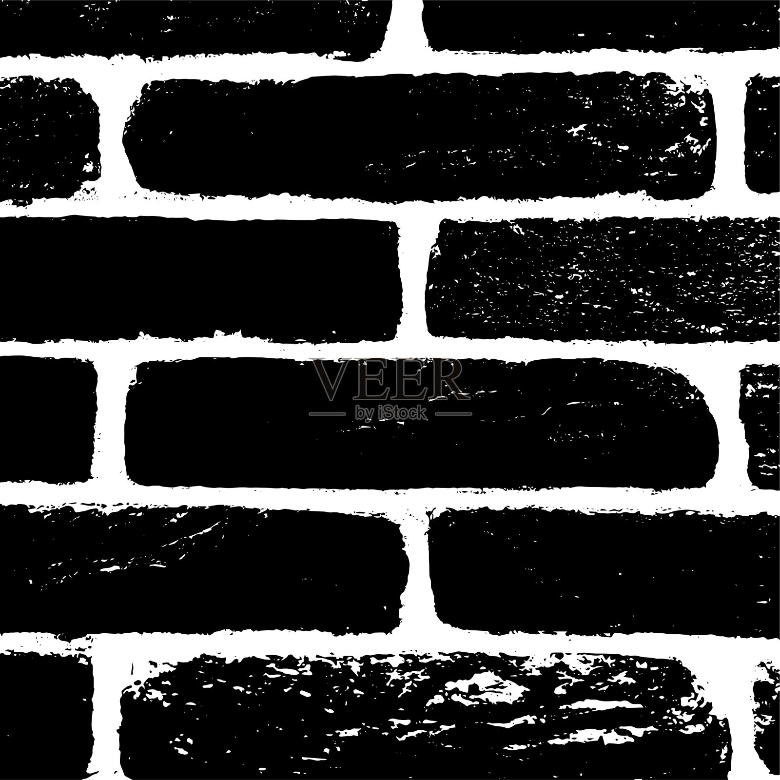 砖墙。枯燥乏味的纹理。黑色灰尘Scratchy Pattern。抽象的背景。矢量设计作品。变形的效果。裂缝。插画图片素材