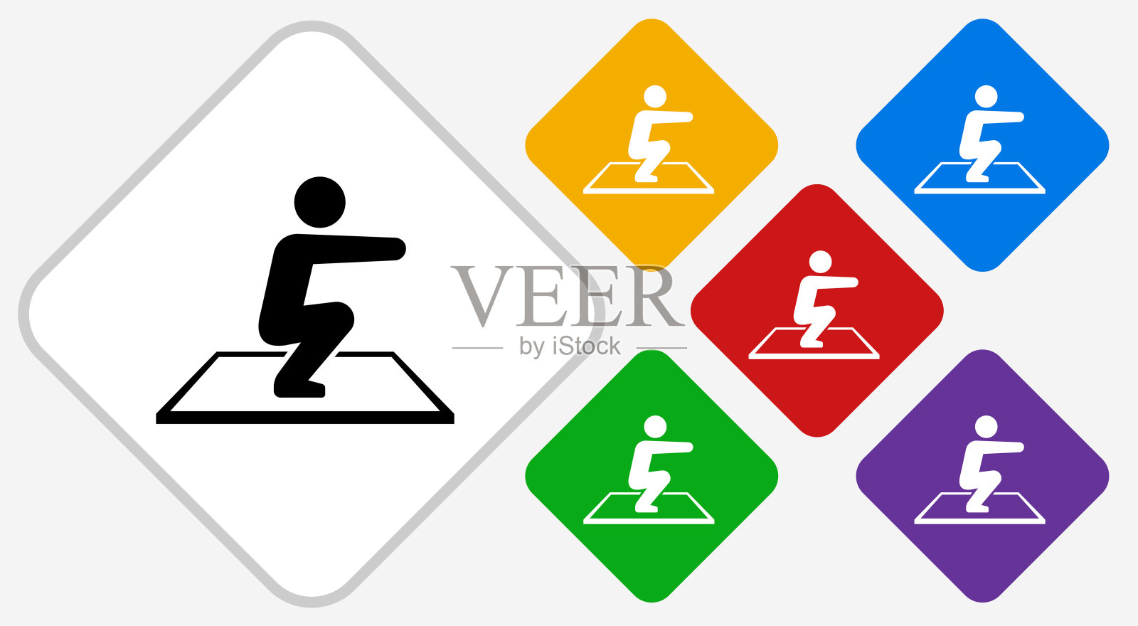 蹲下彩色钻石矢量图标插画图片素材