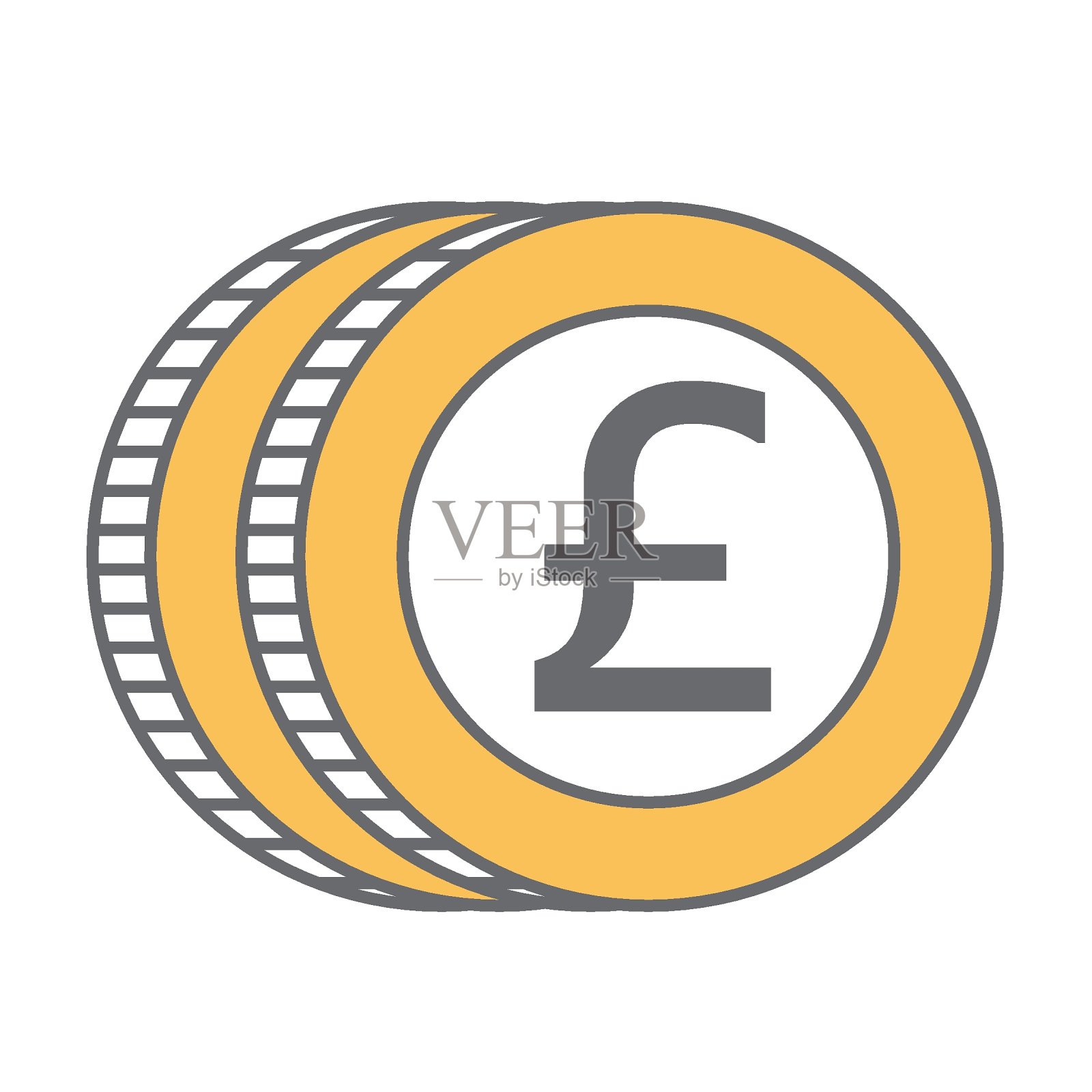 英镑硬币卡通风格插画图片素材