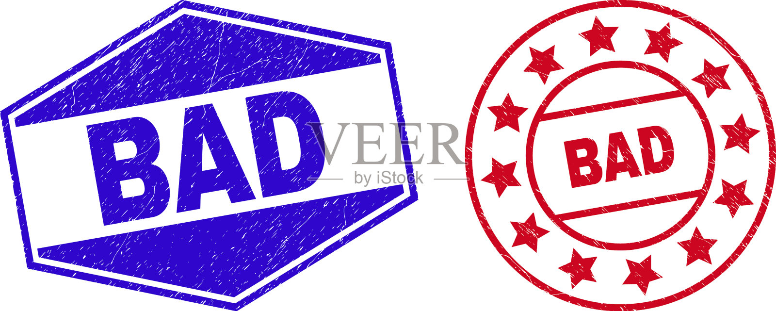 不干净的圆形和六边形密封件插画图片素材