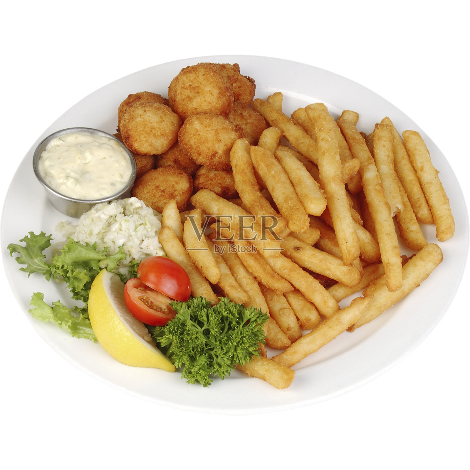 柠檬番茄沙拉酱薯条和肉丸设计元素图片