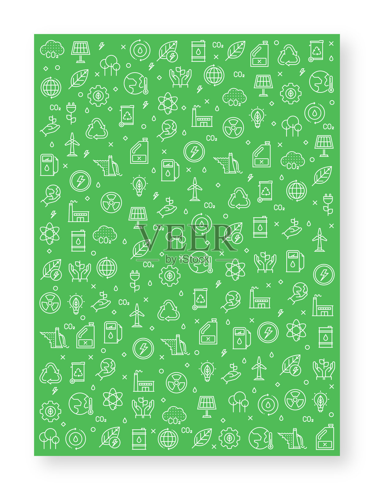 一套生态和绿色能源图标矢量图案设计插画图片素材