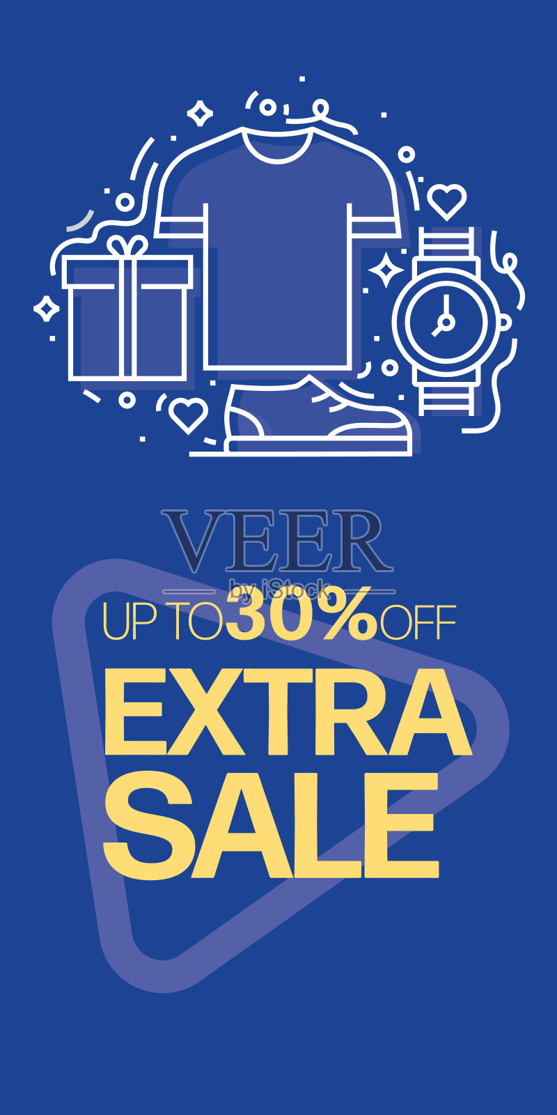 销售横幅模板设计。额外销售特别优惠矢量插图。插画图片素材