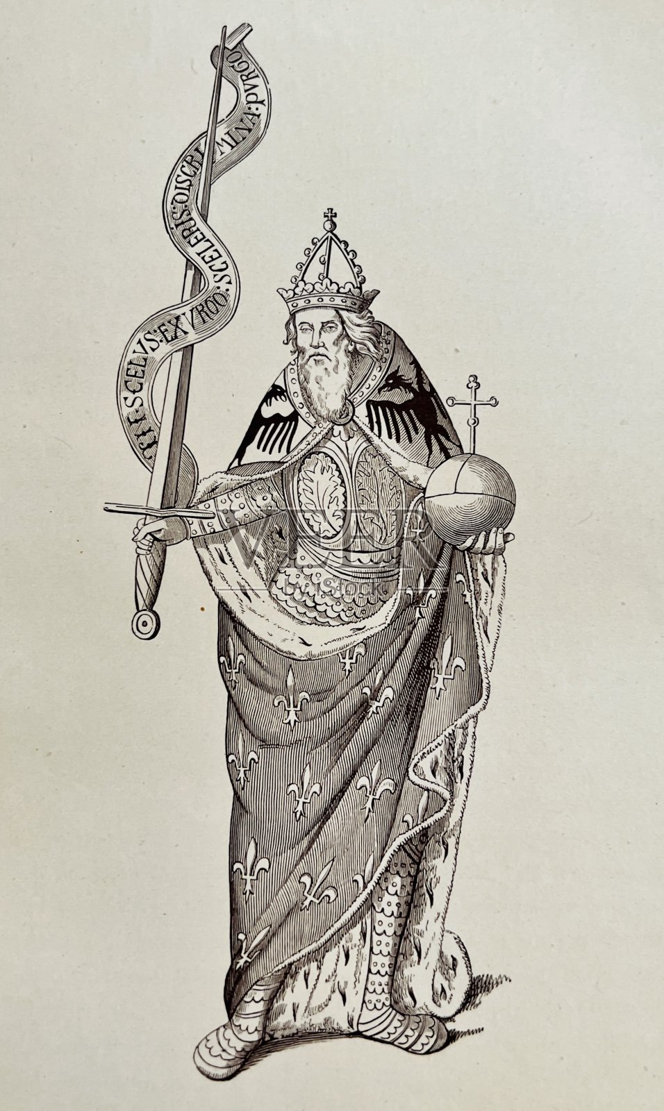 查理曼老人插画图片素材