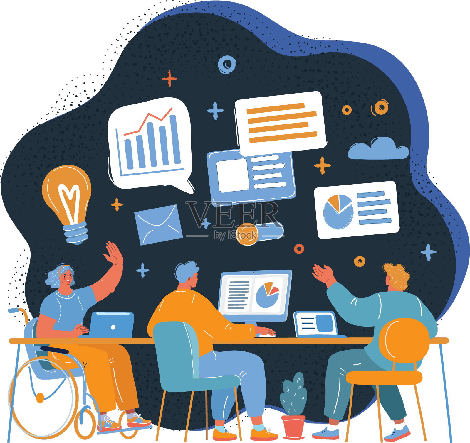 办公室团队的会议设计元素图片