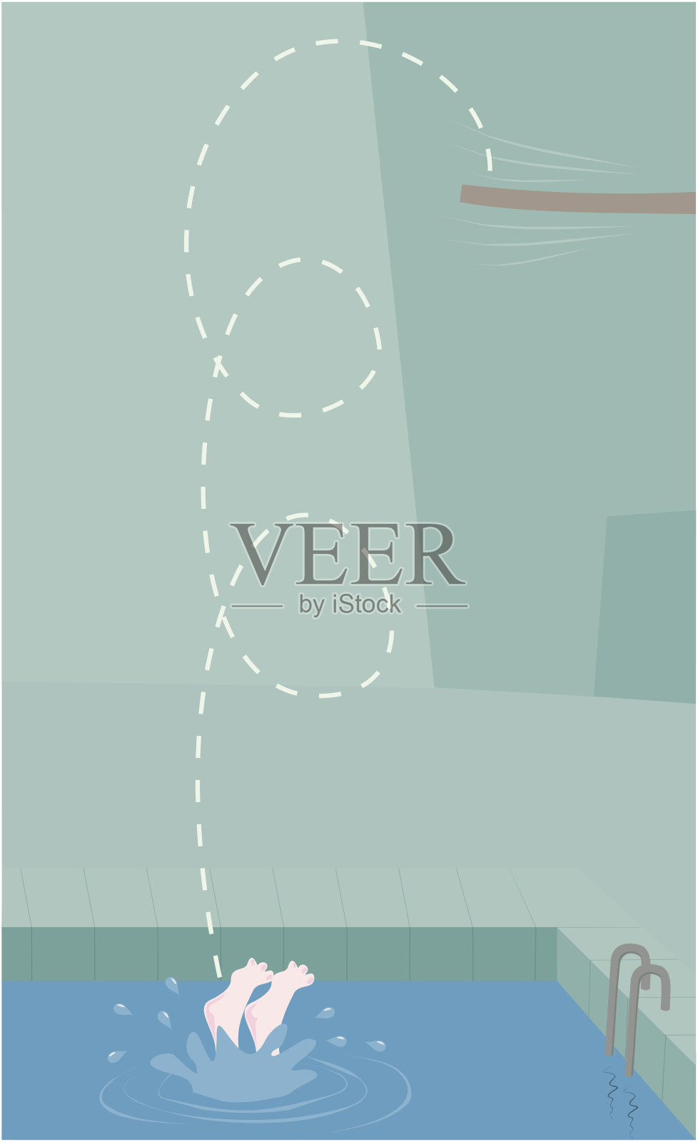 卷曲的潜水插画图片素材