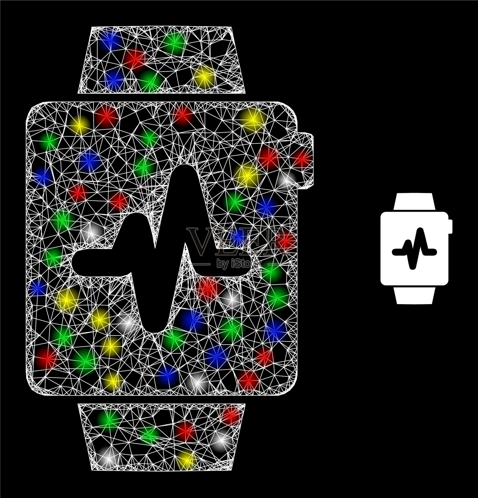 闪烁不规则网脉手表图标插画图片素材
