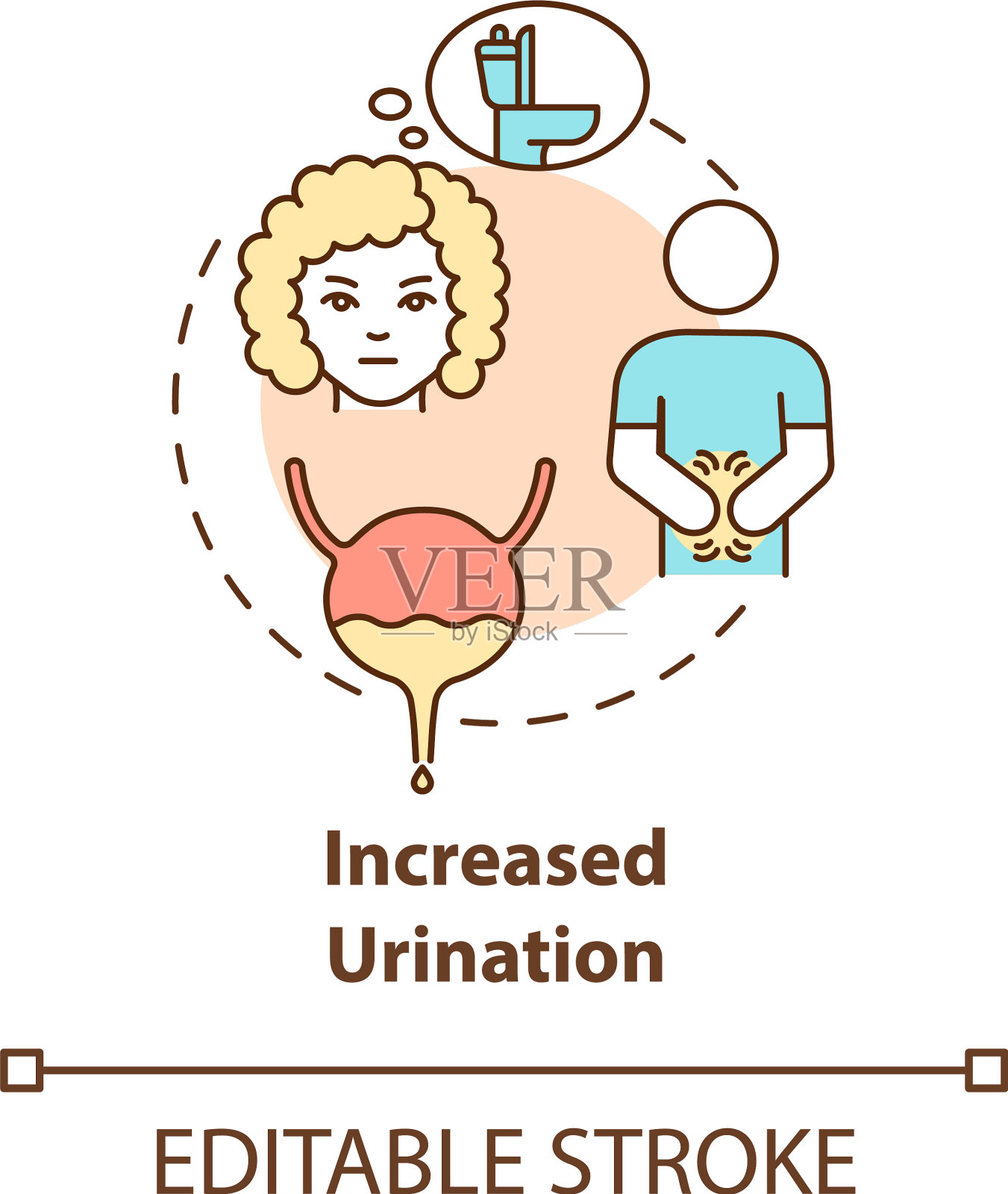 增加小便概念图标插画图片素材