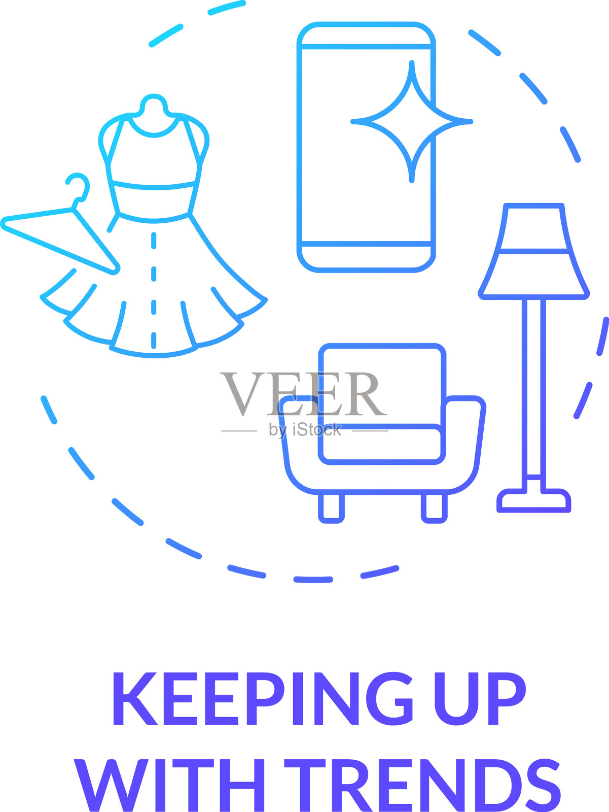 跟上趋势蓝色渐变概念图标插画图片素材