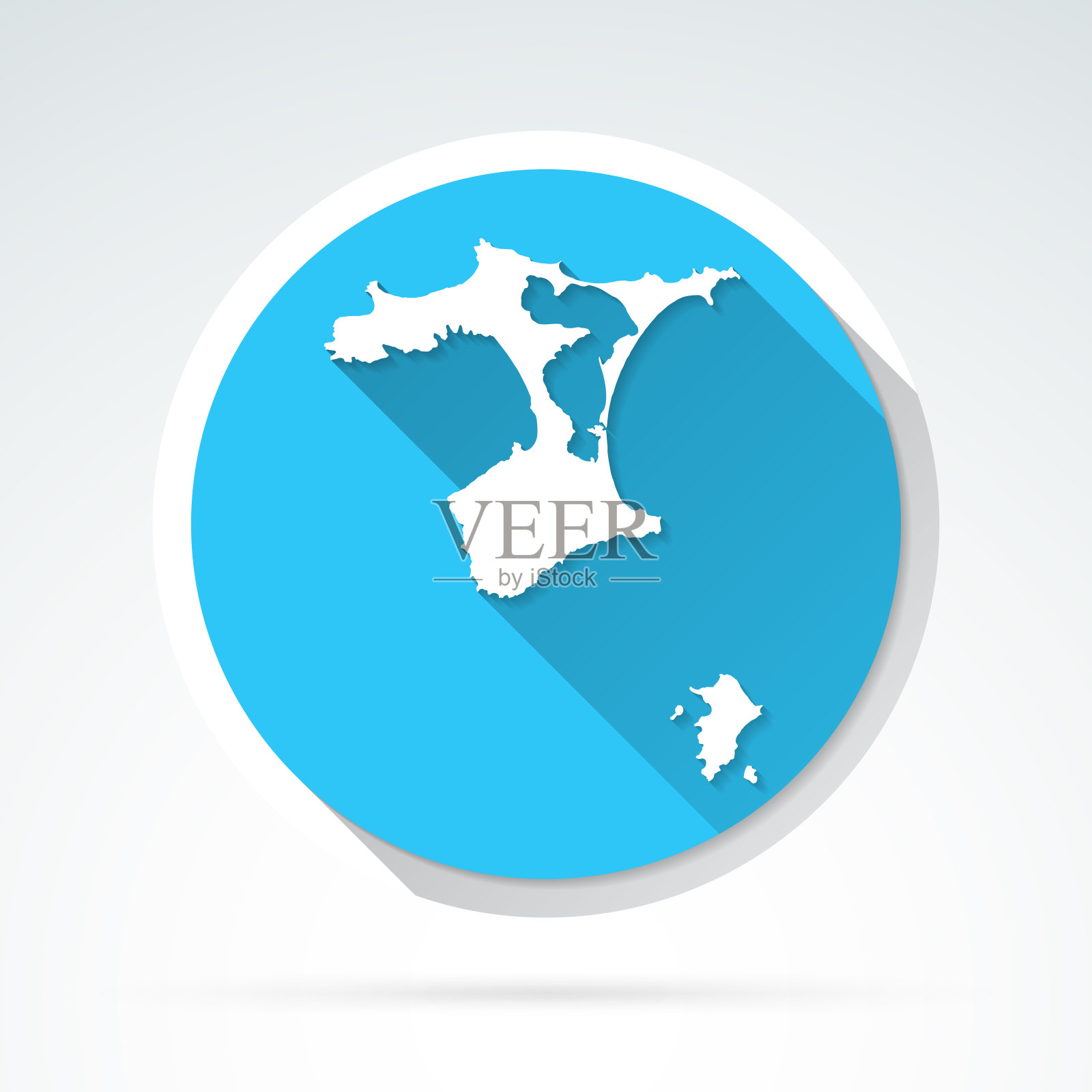 查塔姆群岛地图图标-平面设计与长阴影插画图片素材