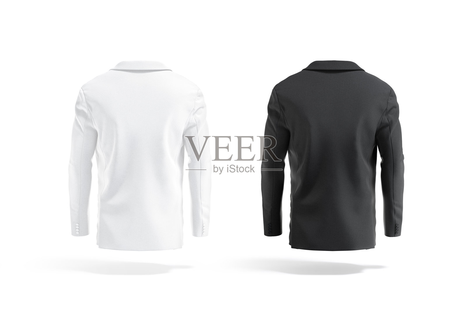 空白的黑色和白色男子运动上衣模型，后视图照片摄影图片