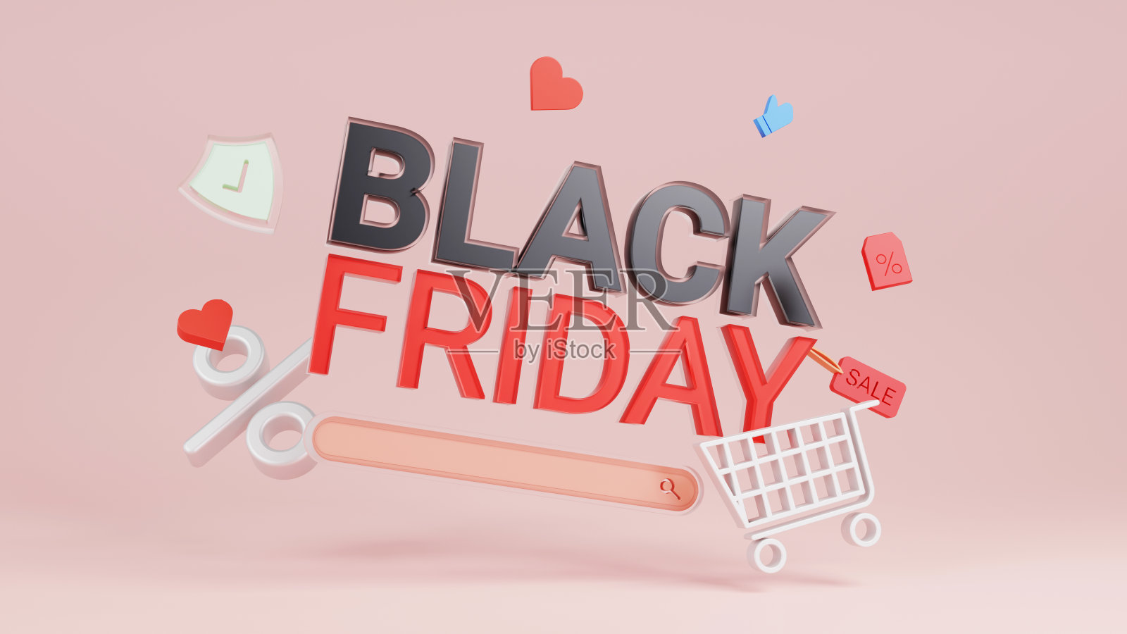 3D渲染玻璃黑色星期五设计文字3D插图背景照片摄影图片