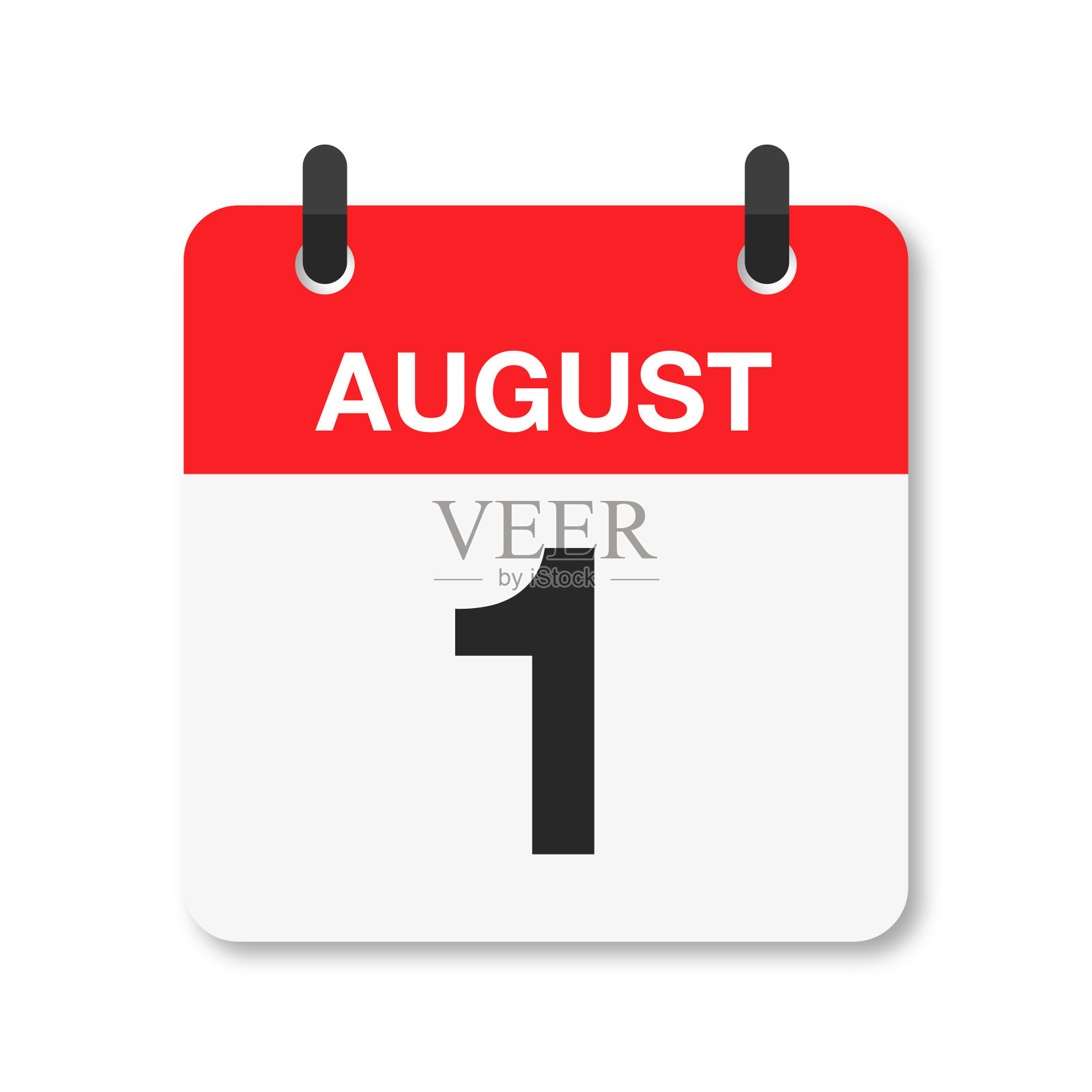 8月1日-每日日历图标-白色背景插画图片素材