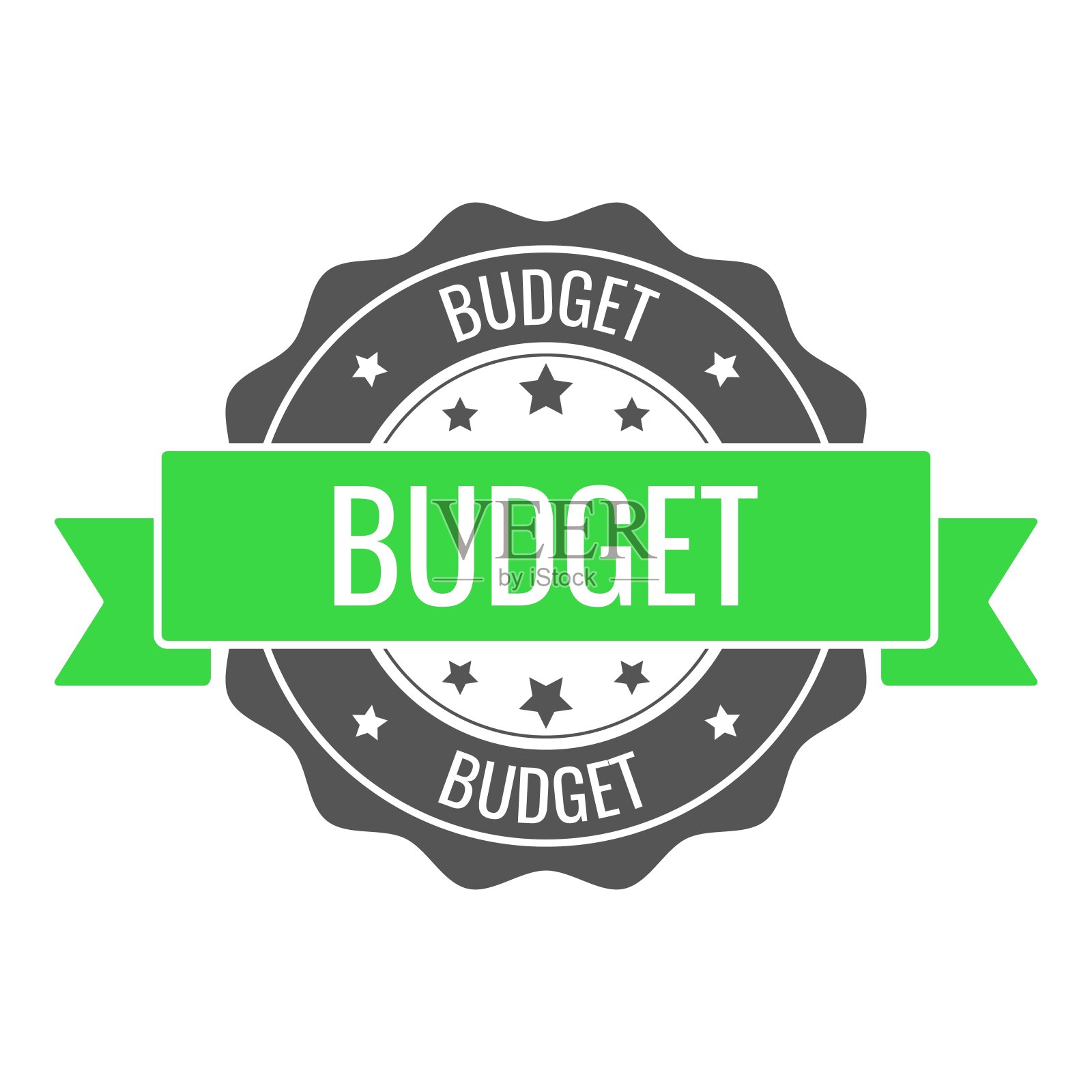 预算章、公章。矢量徽章，图标模板。插图孤立在白色背景上。图标素材