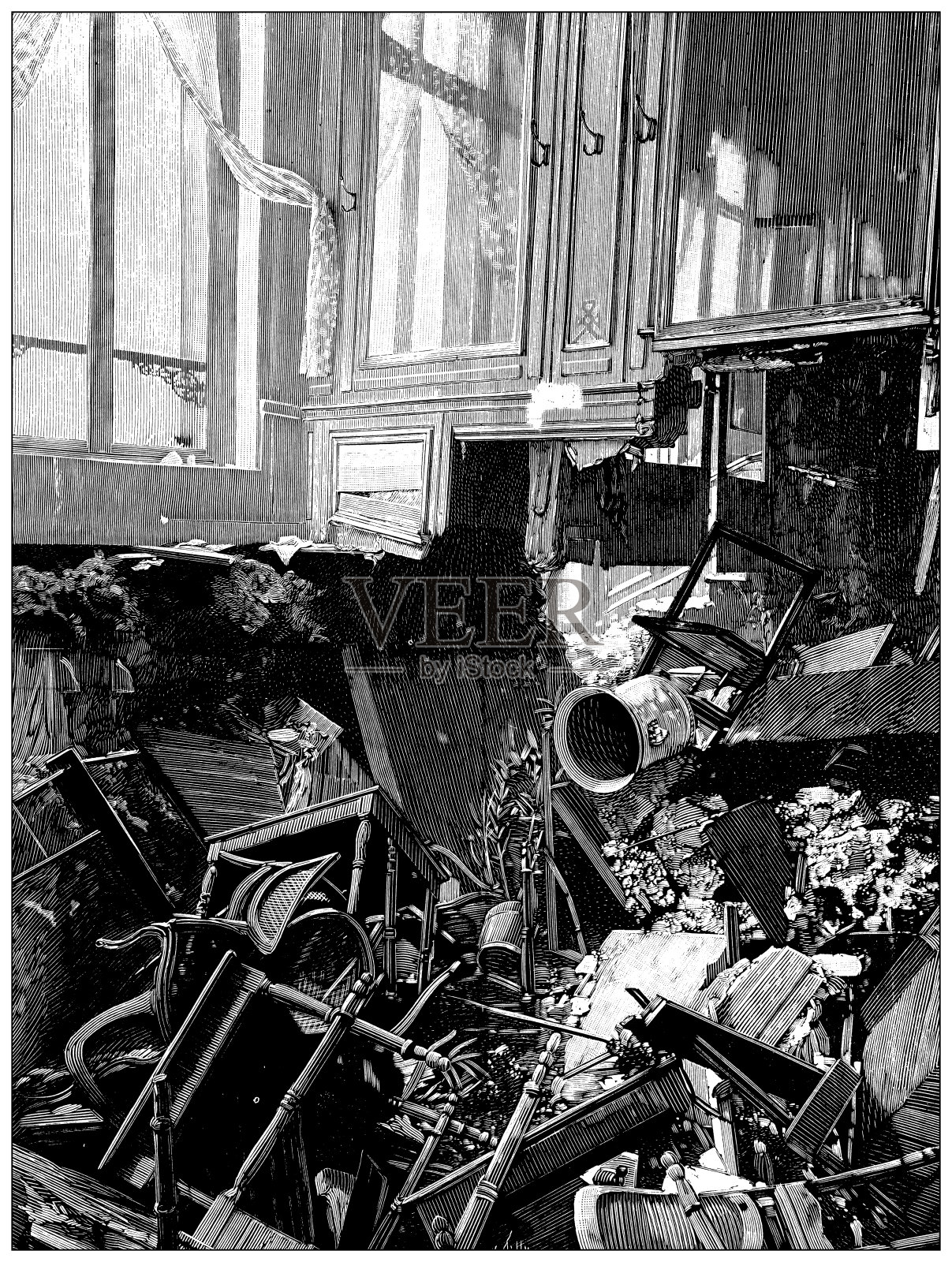 古色古香的图片:Champeaux餐厅爆炸插画图片素材