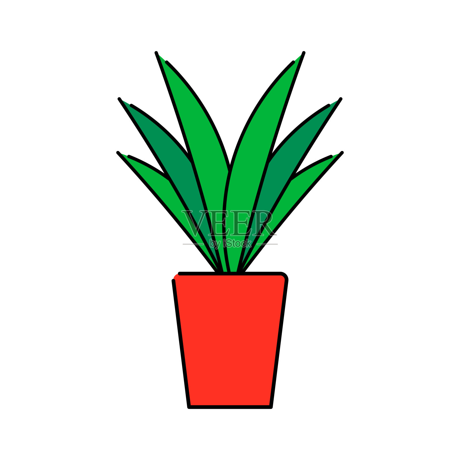 线图标，植物在花盆。插画图片素材