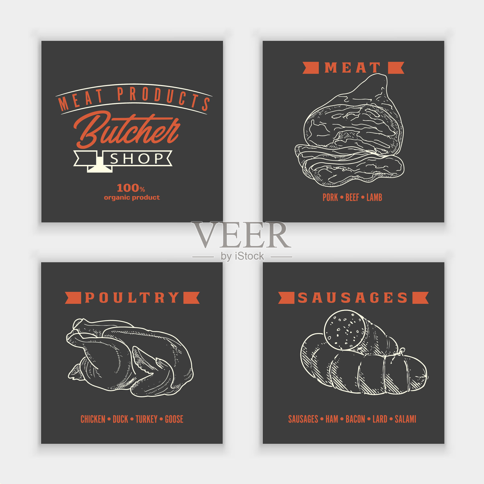 肉制品和香肠插画图片素材