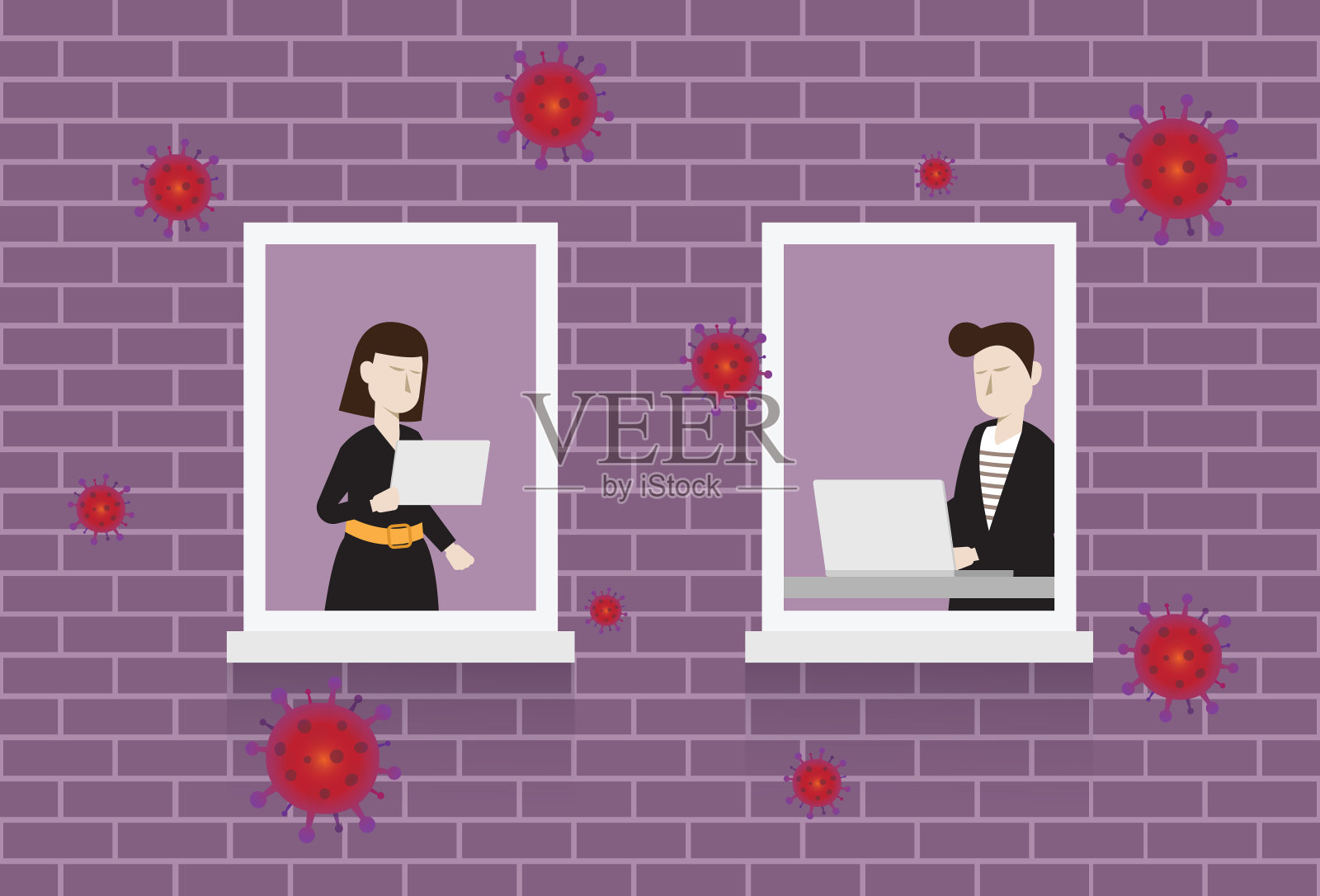 商务人士在家工作插画图片素材