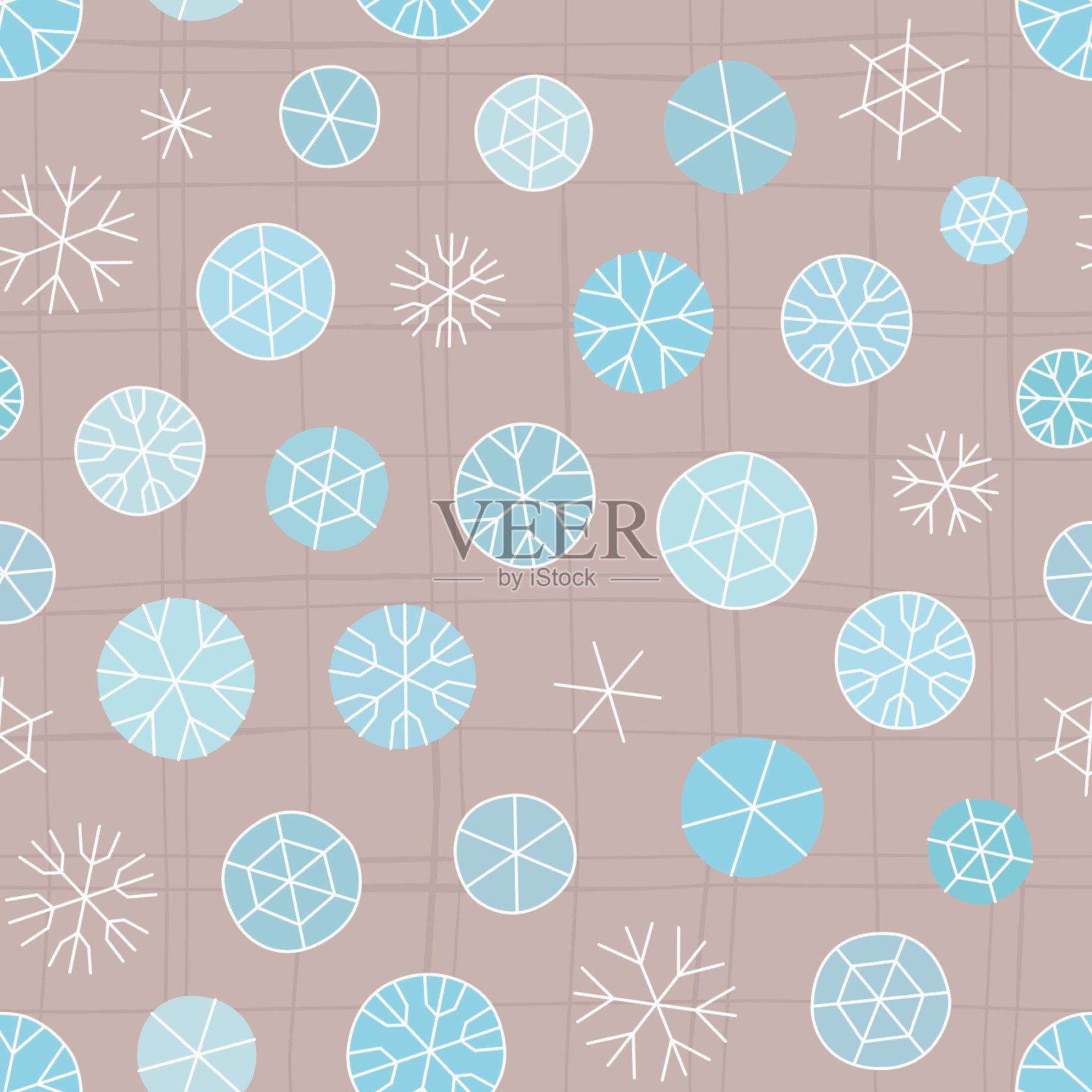 米色工艺上的抽象雪花图案插画图片素材