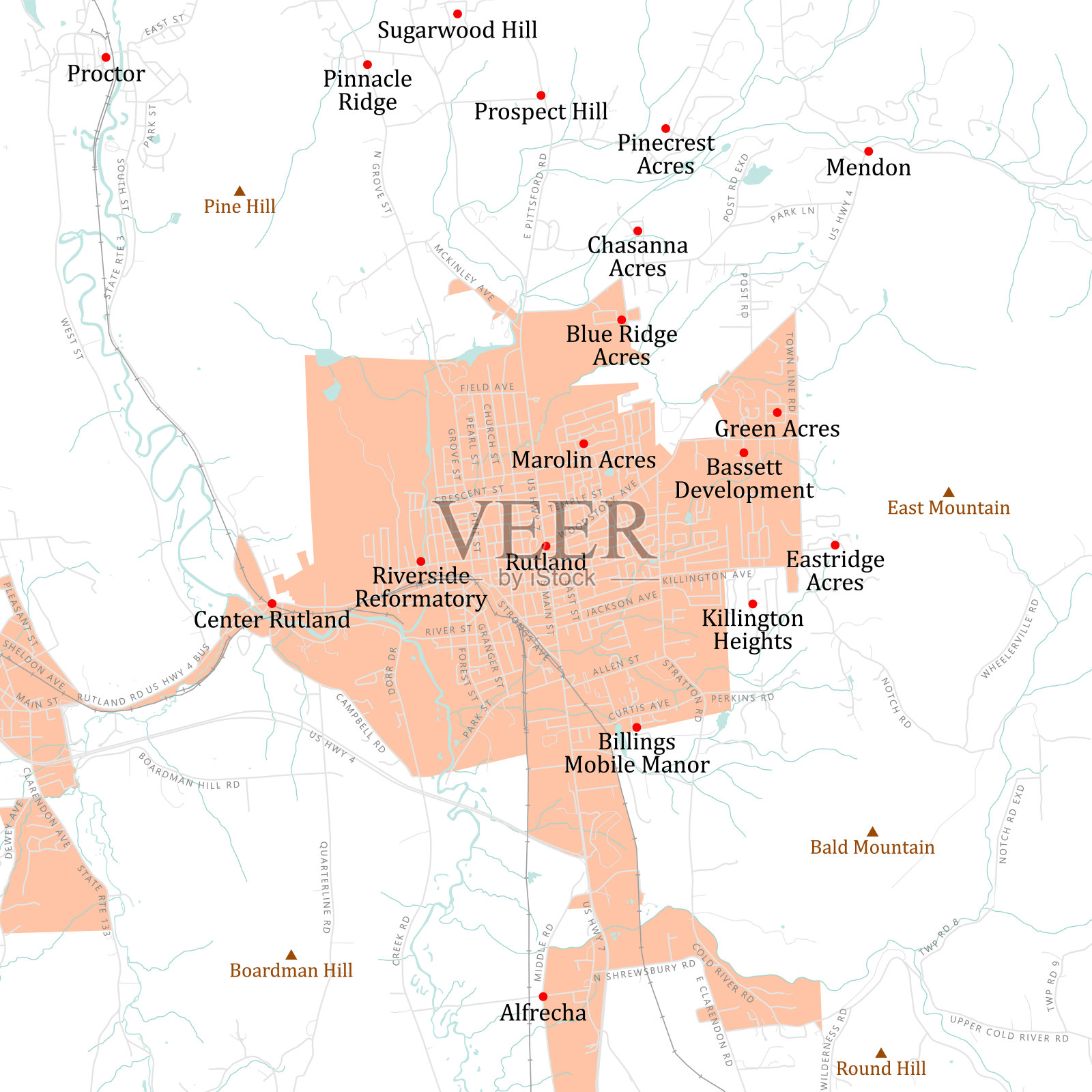 VT拉特兰拉特兰矢量路线图插画图片素材