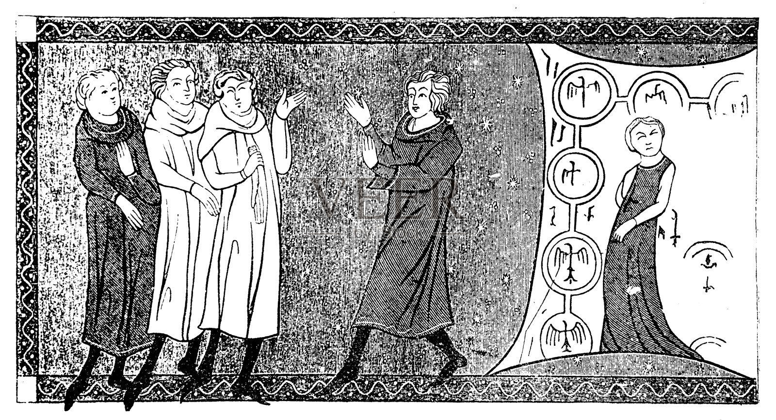 中世纪和文艺复兴时期的服装插画图片素材