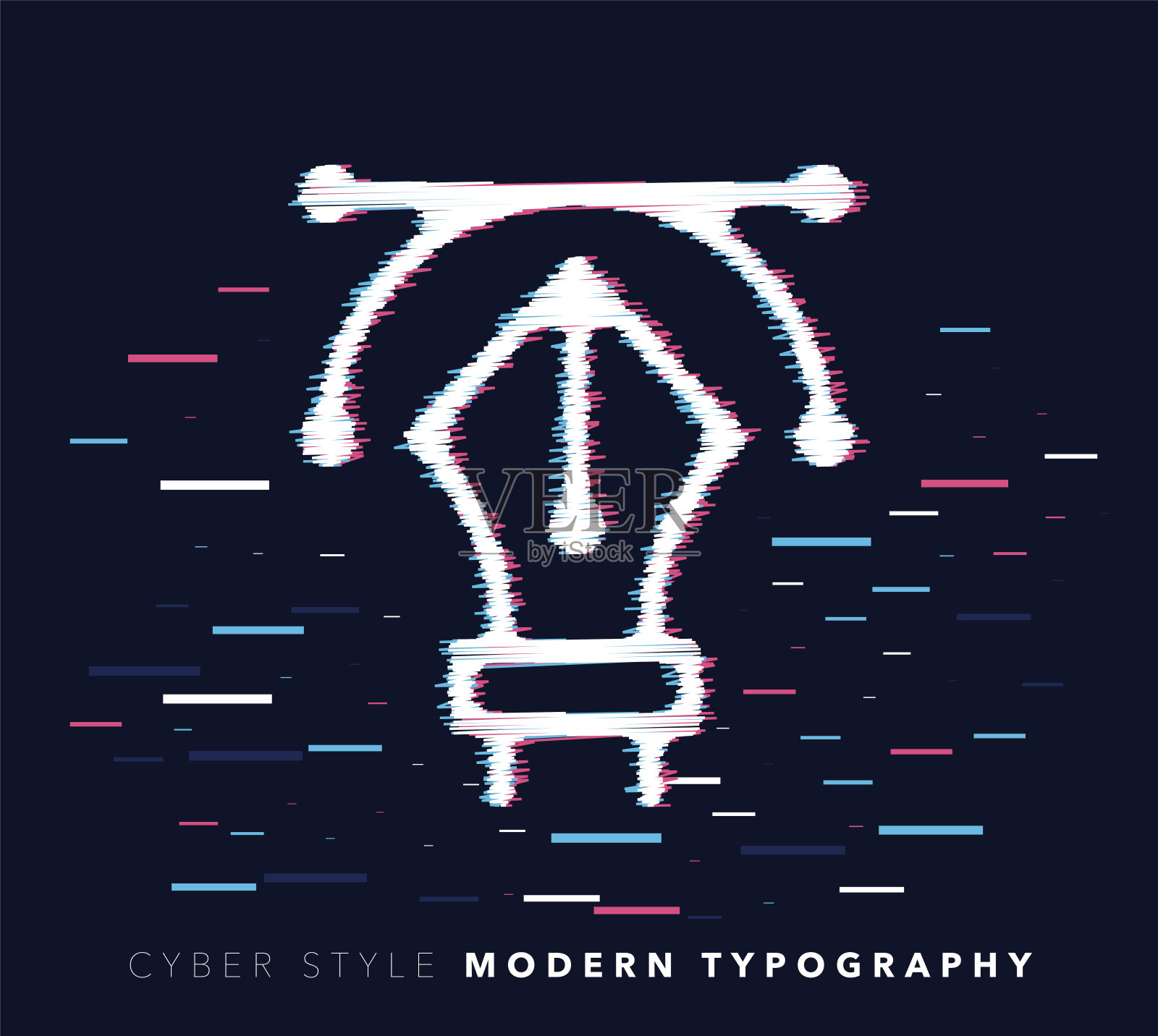 现代排版故障效果矢量图标插图插画图片素材