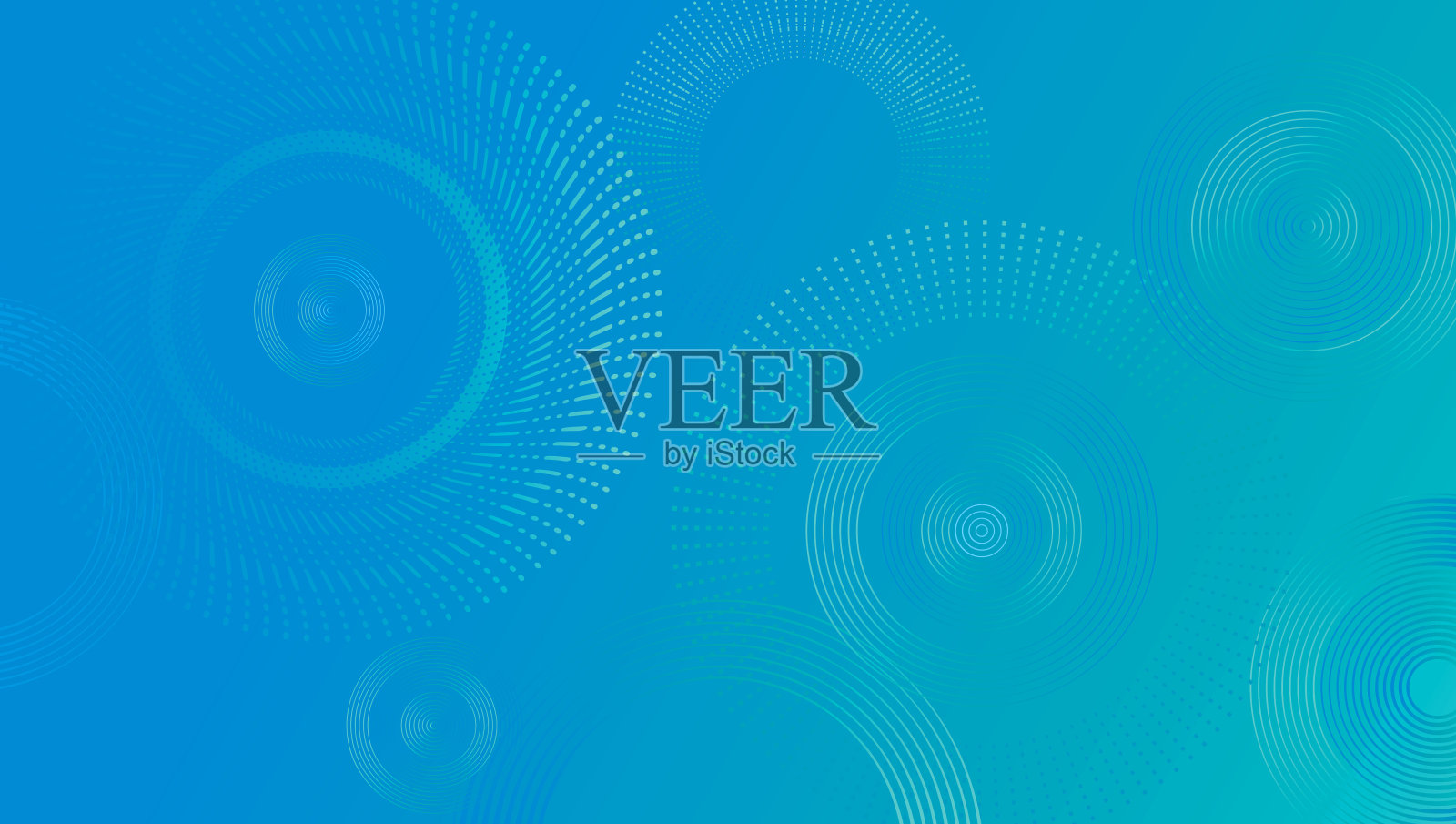 蓝色抽象背景与彩色圆圈插画图片素材