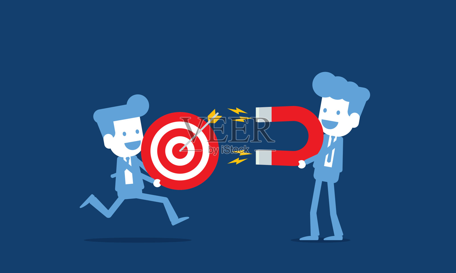 商人手里拿着磁铁吸引成功人士插画图片素材