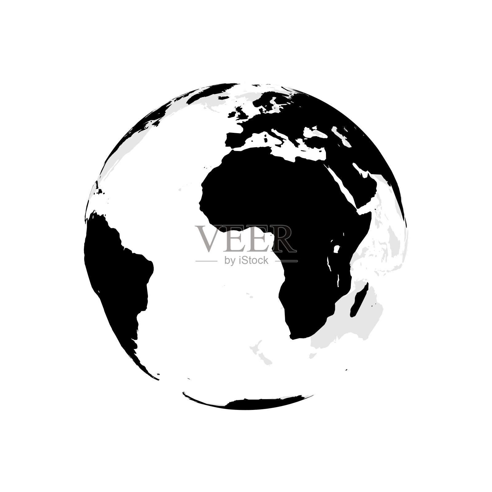 地球仪，本初子午线的正面视图。插画图片素材