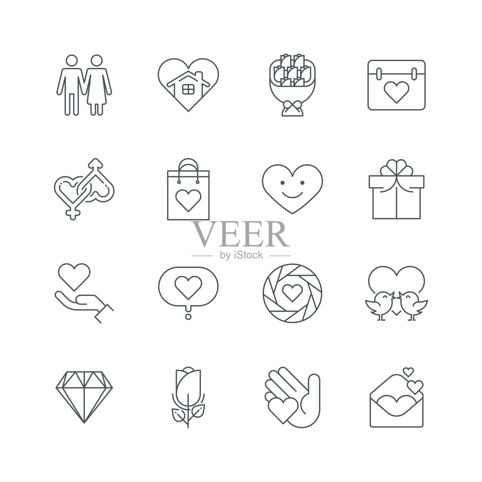 爱与情人节线性图标图标素材