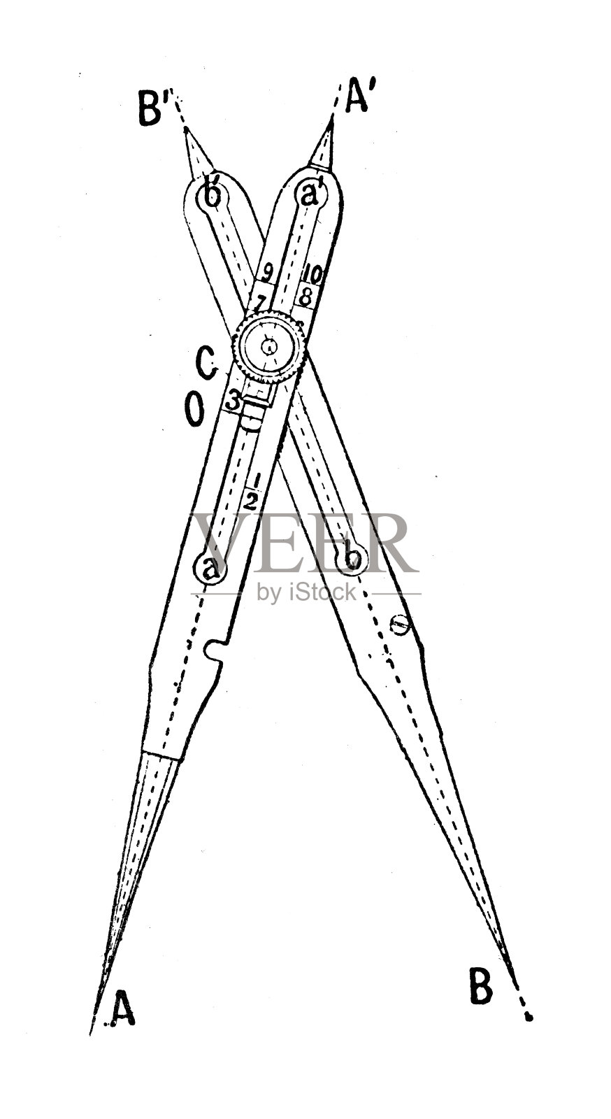 古董插图:指南针插画图片素材