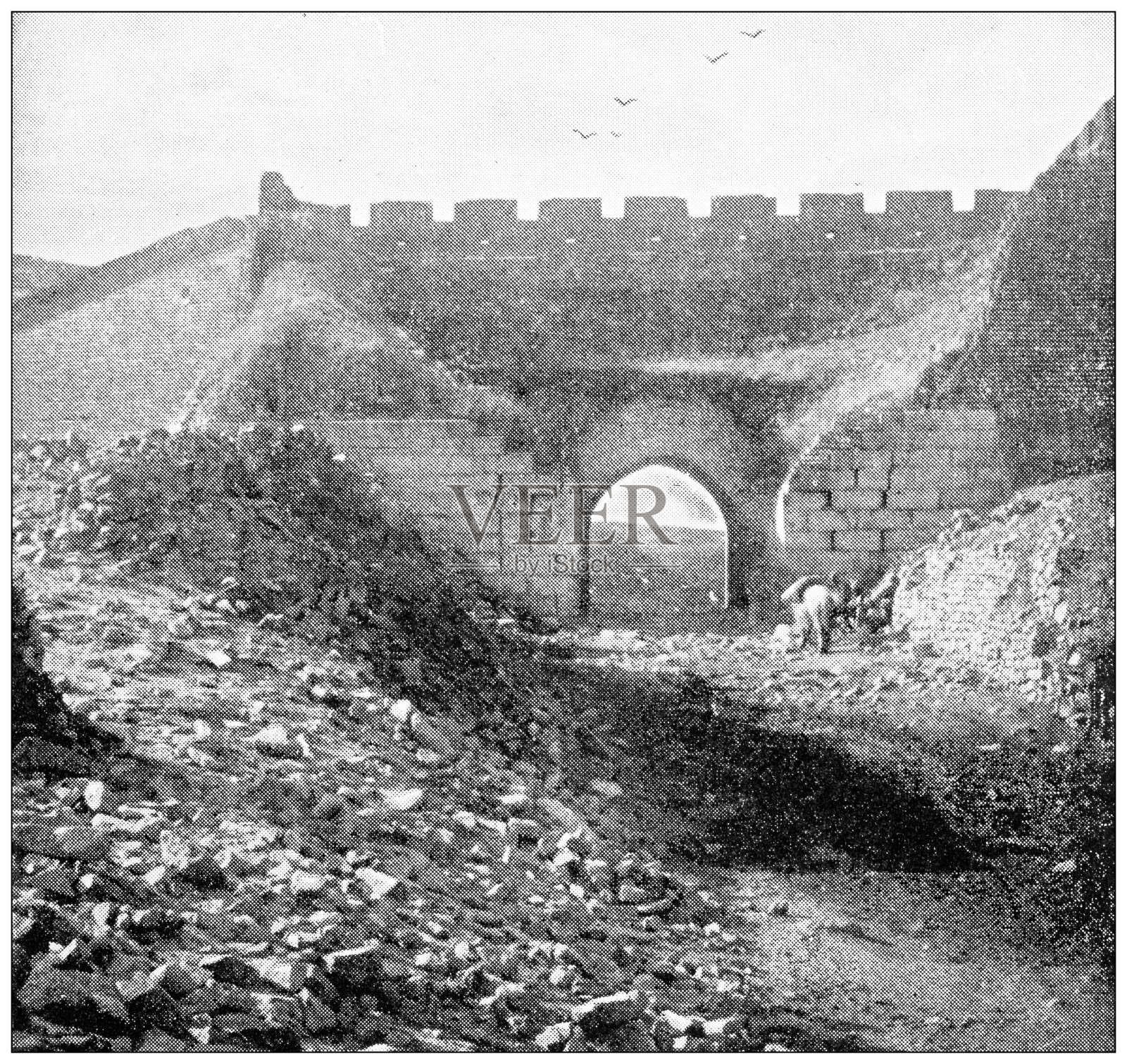 古玩中国旅行照片:中国长城的门户插画图片素材