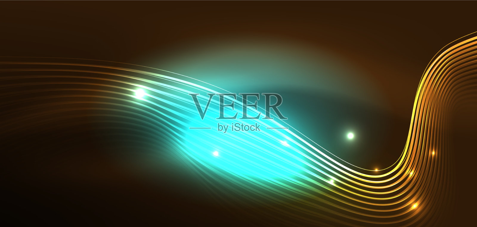 闪亮发光的霓虹灯波或霓虹灯激光秀插画图片素材