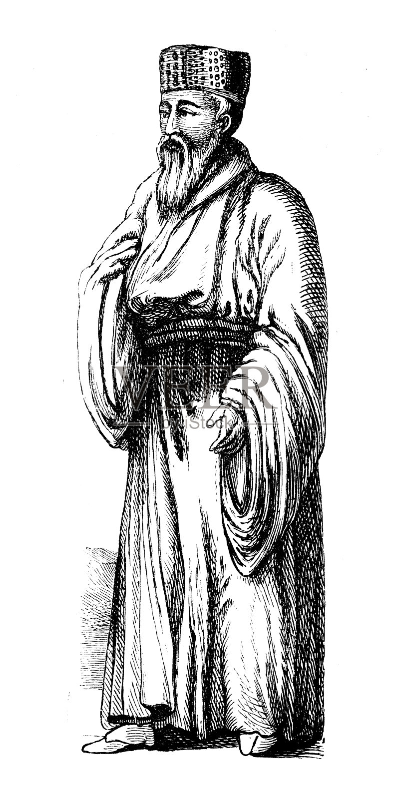 古董插图，民族志和土著文化:东亚，柳丘岛酋长插画图片素材