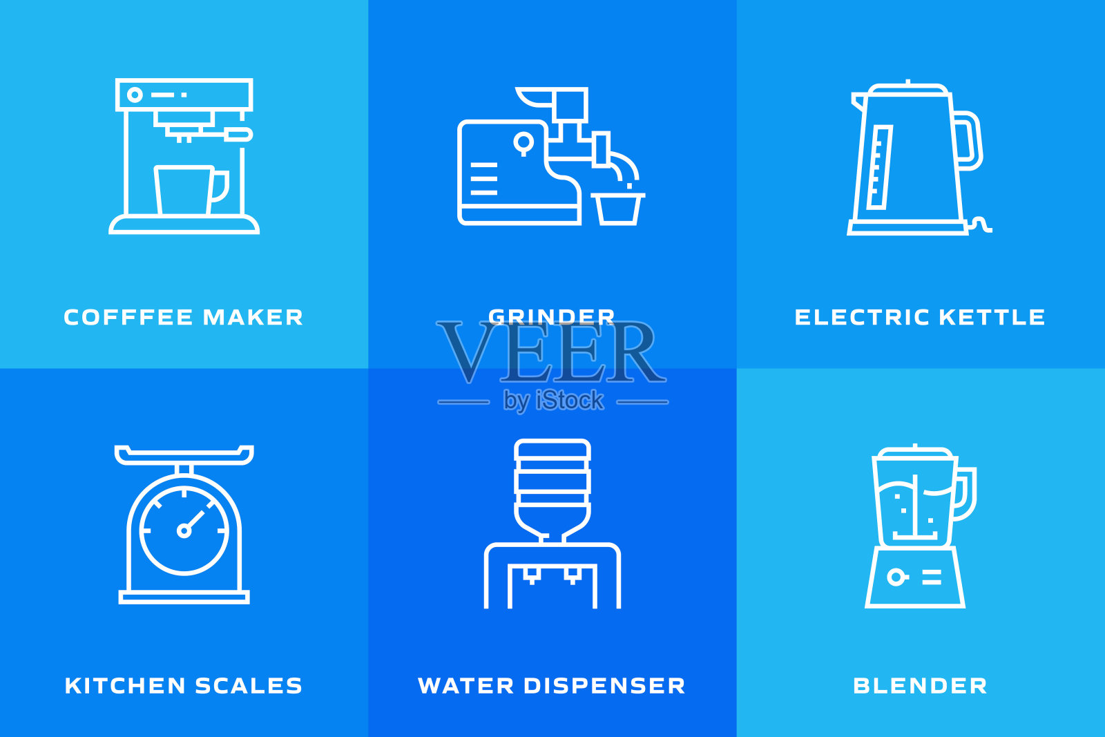 家电相关线路图标。向量符号说明。插画图片素材