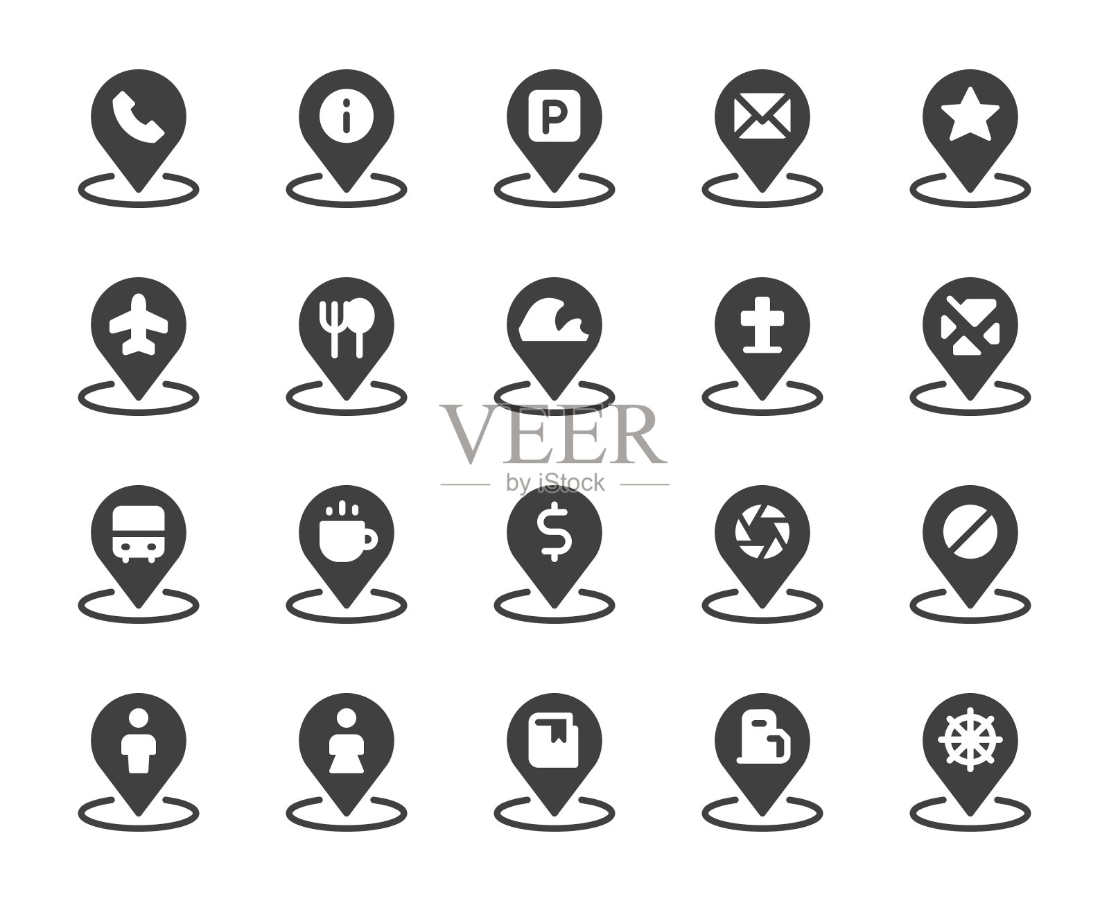 地图引脚设置2 -图标插画图片素材