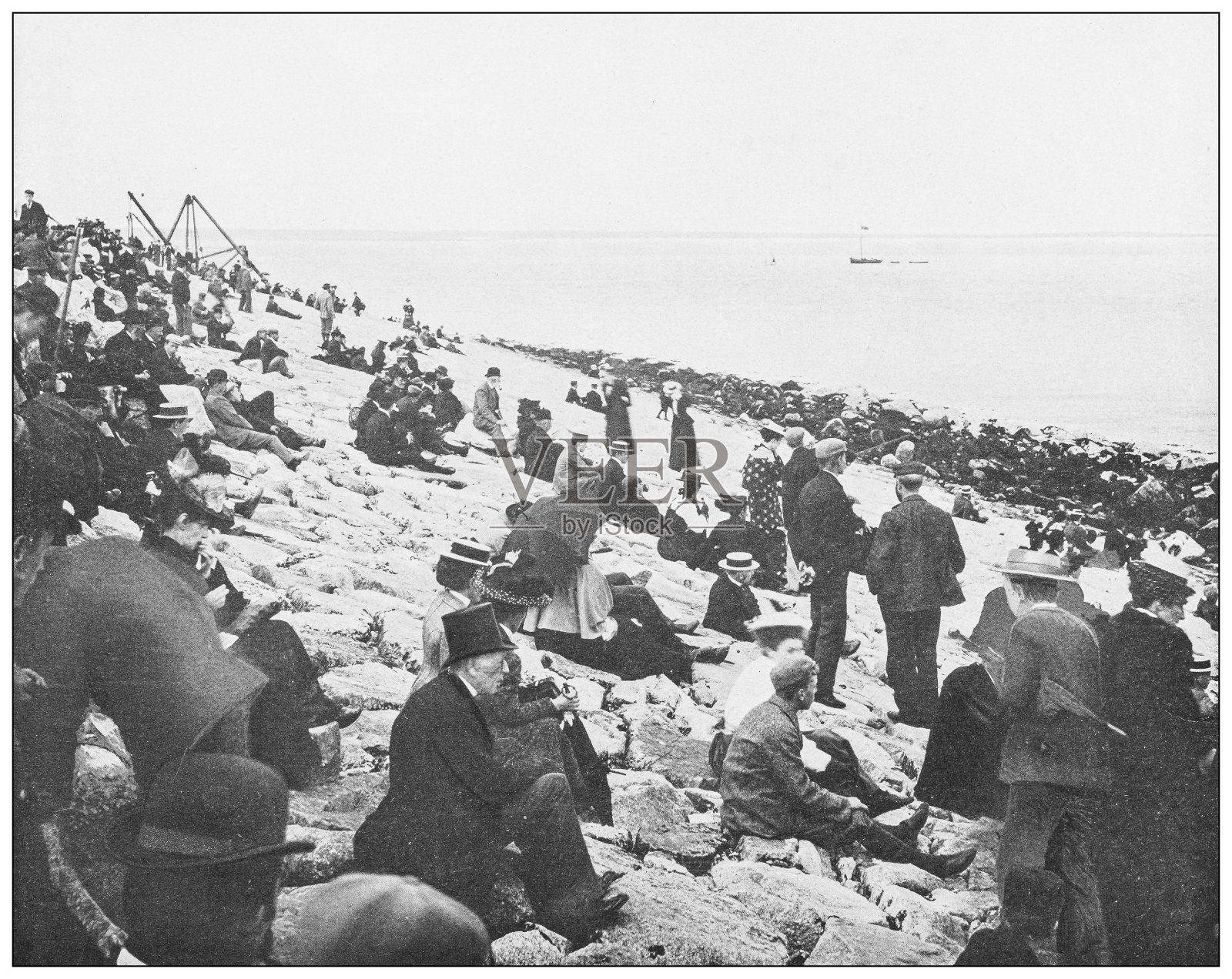 爱尔兰的古董照片:金斯敦赛舟会，都柏林郡插画图片素材