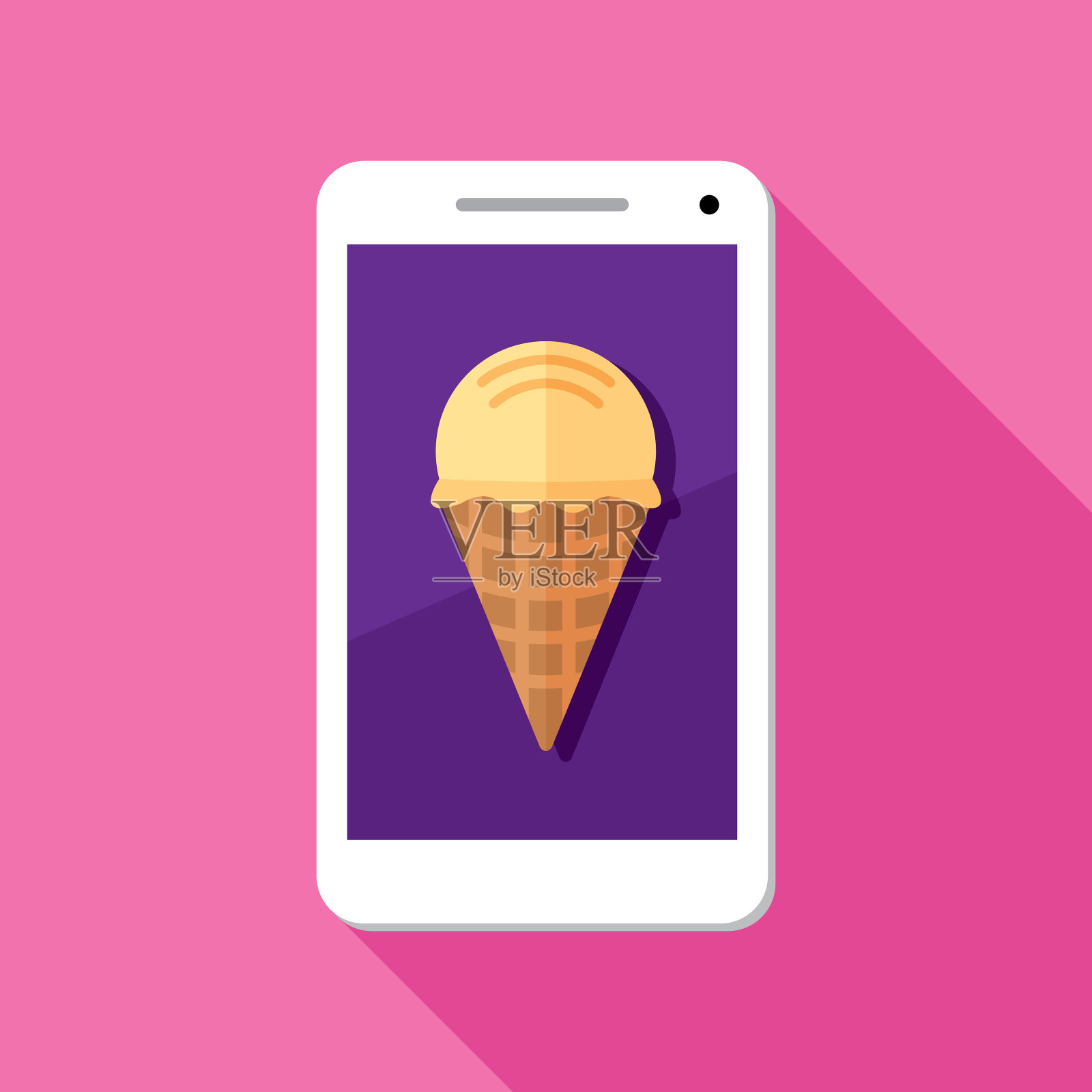冰淇淋智能手机图标平插画图片素材