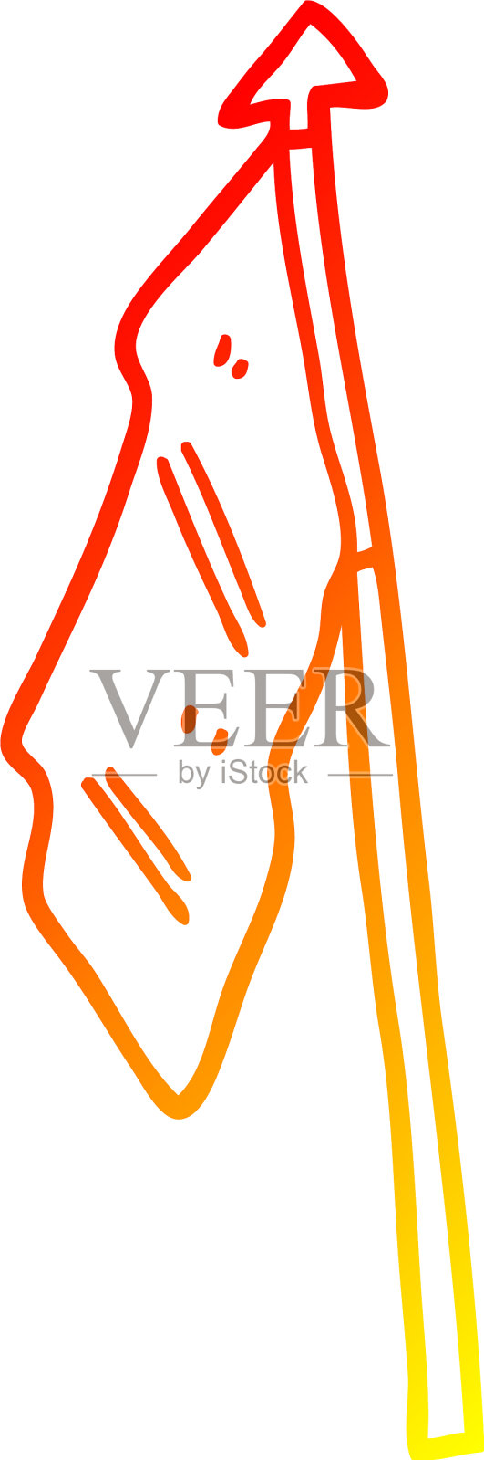 暖梯度线画卡通白旗设计元素图片